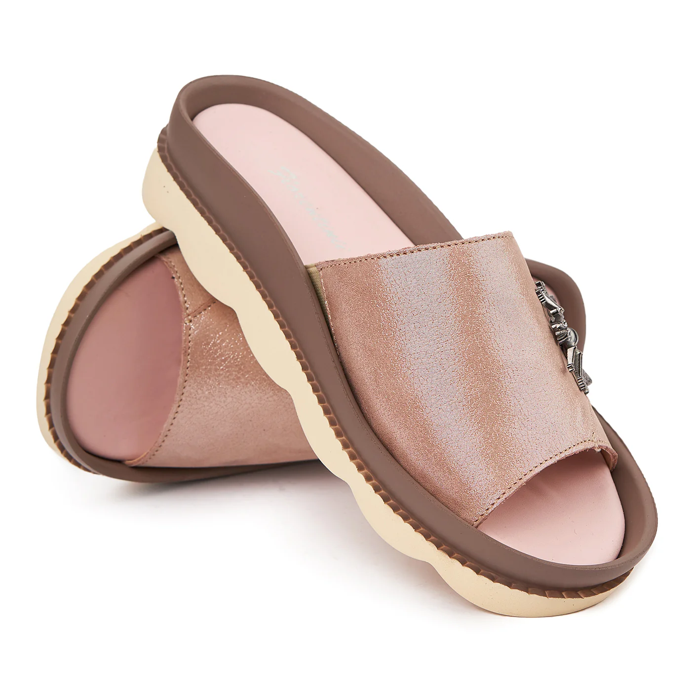 Papuci dama casual din piele naturala bej 2456 - Image 4
