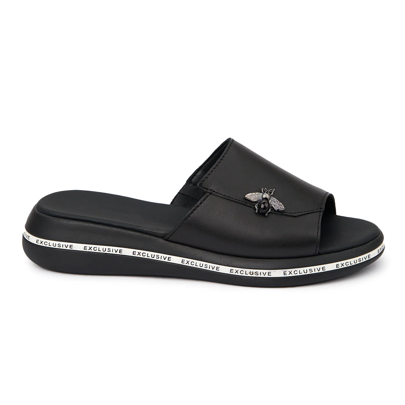Papuci dama casual din piele naturala neagra 2500