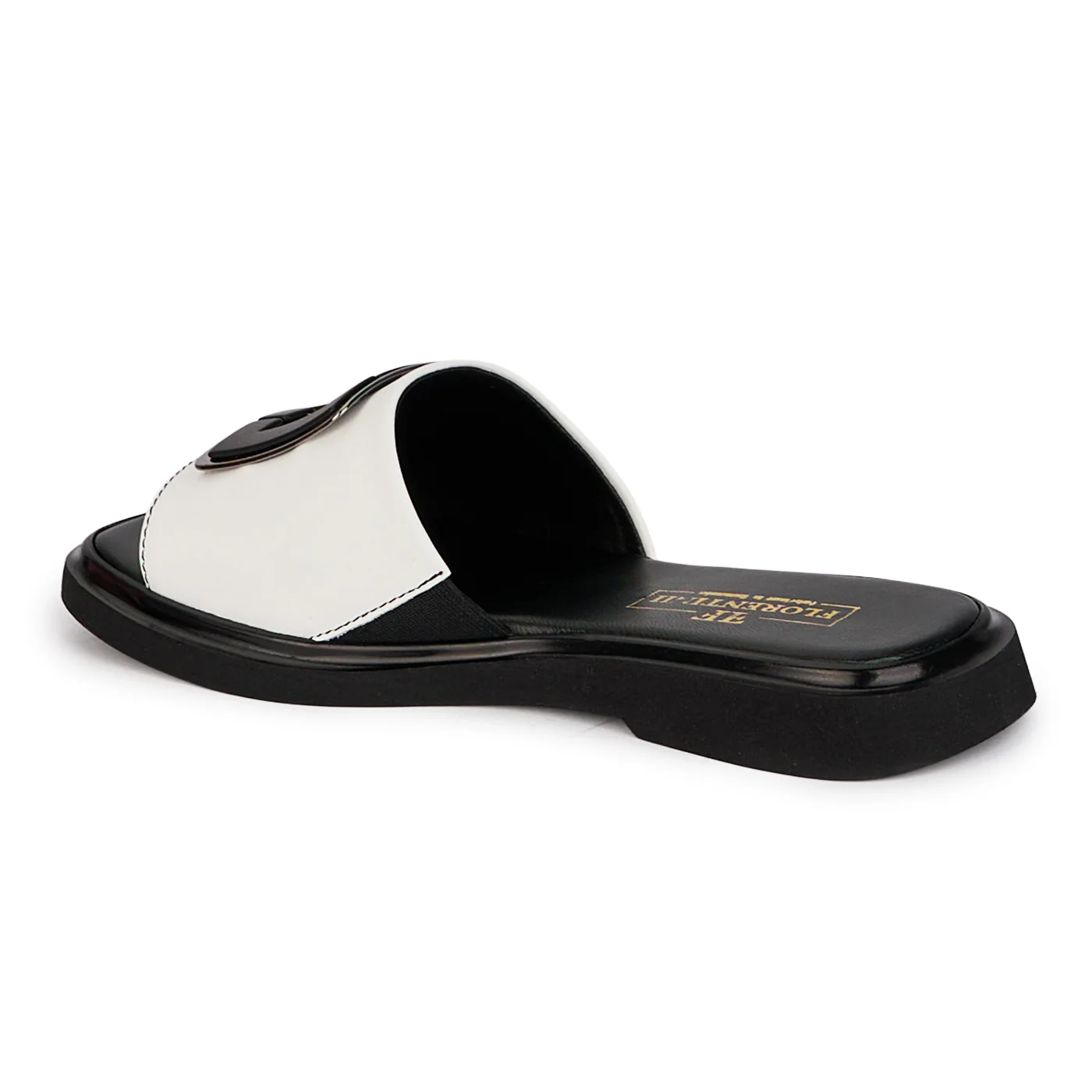 Papuci dama din piele naturala alba cu accesoriu 18400 - Image 2