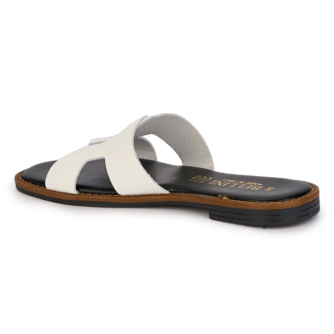 Papuci dama din piele naturala alba cu talpa joasa 18313 - Image 3