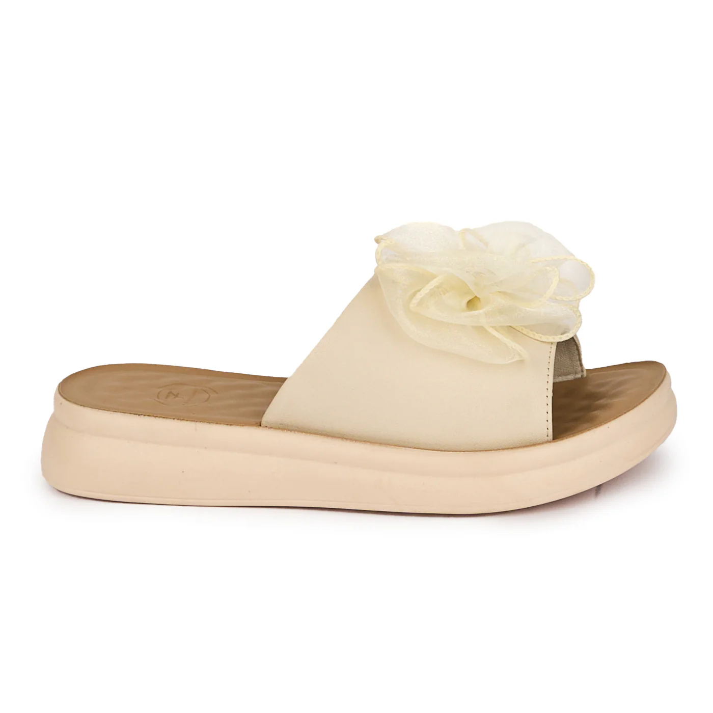 Papuci dama din piele naturala crem 18238