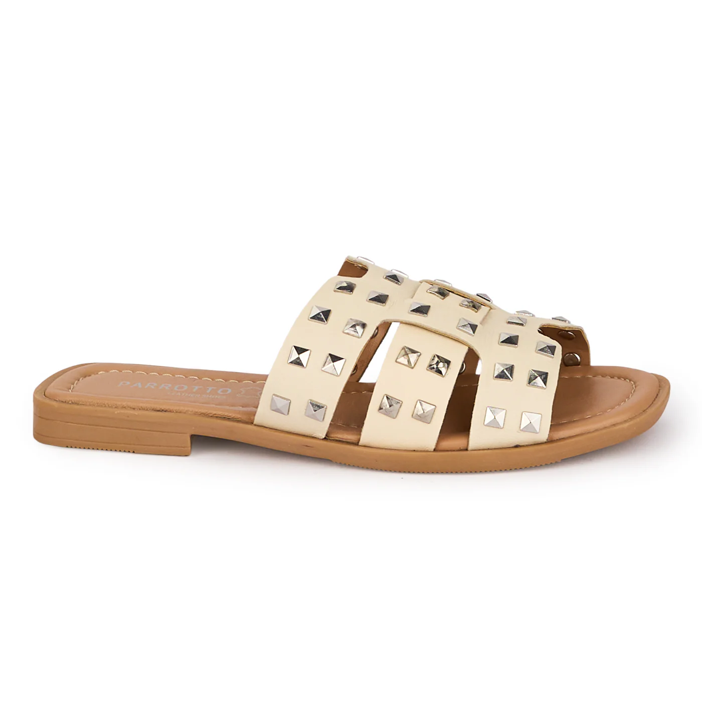 Papuci dama din piele naturala crem 18417