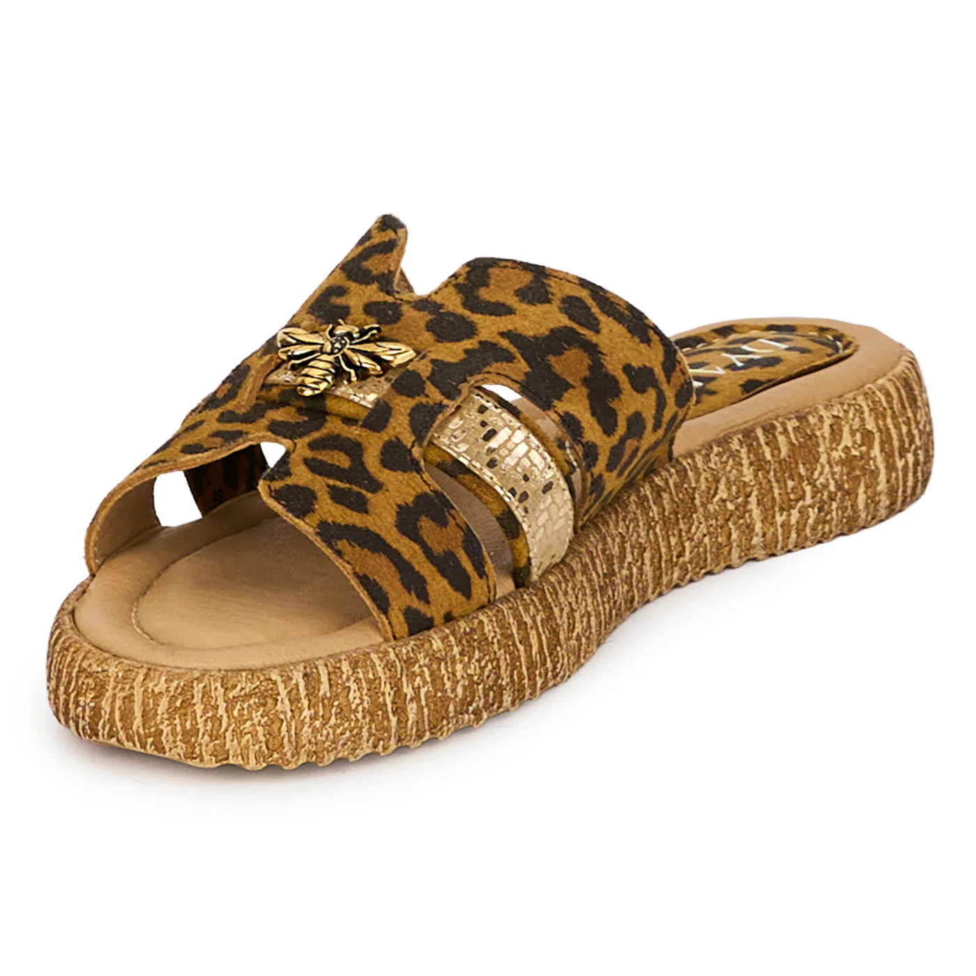 Papuci dama din piele naturala multicolora cu accesoriu 18363 - Image 3