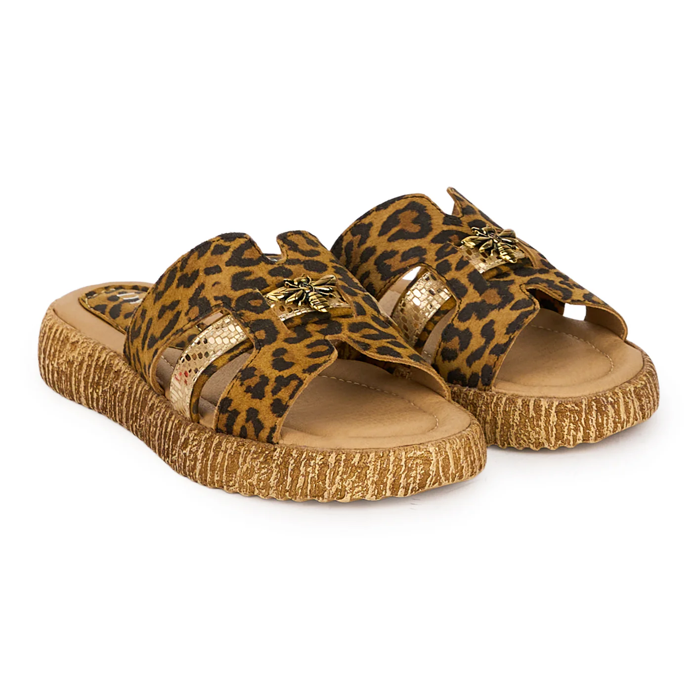 Papuci dama din piele naturala multicolora cu accesoriu 18363 - Image 4