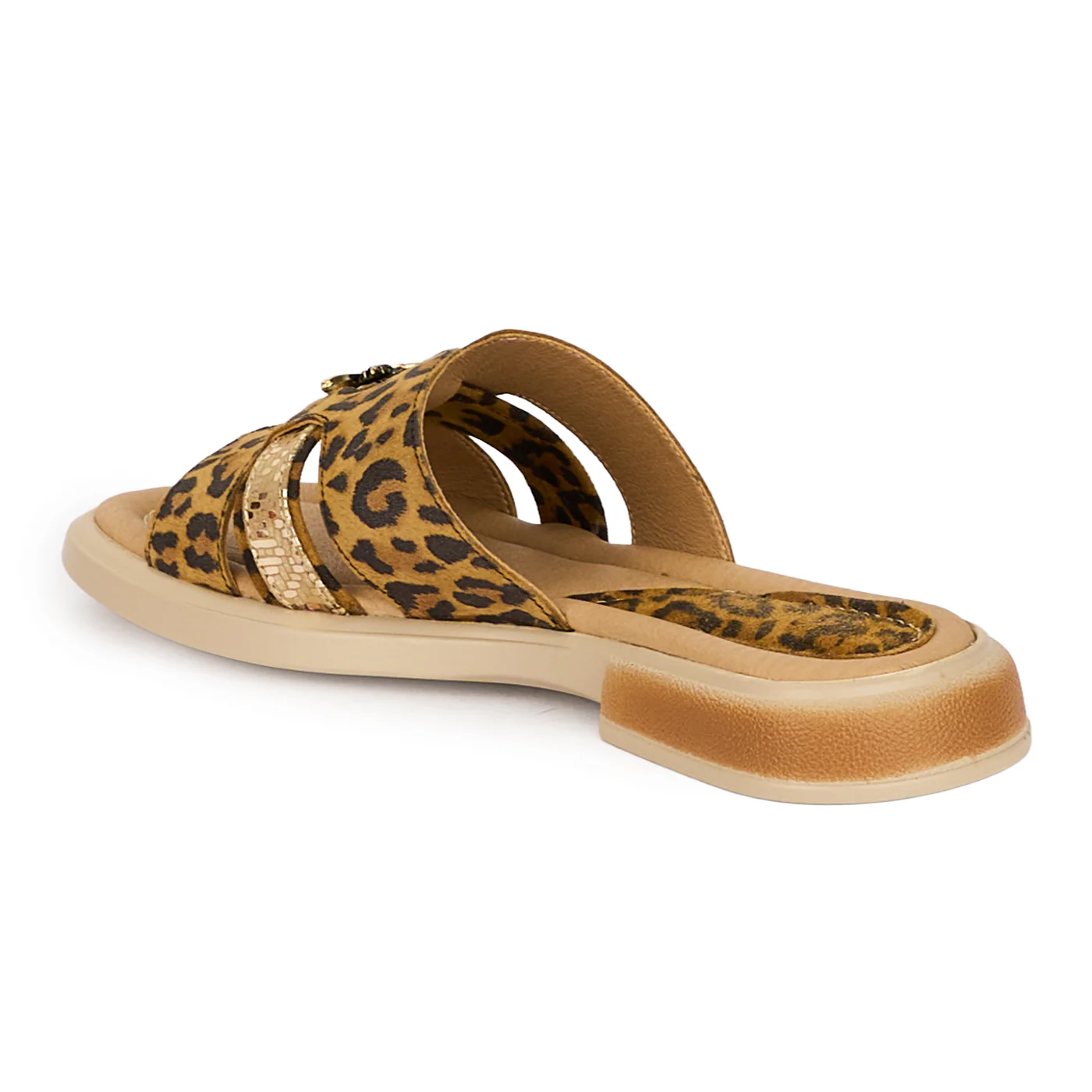 Papuci dama din piele naturala multicolora cu accesoriu 18365 - Image 2
