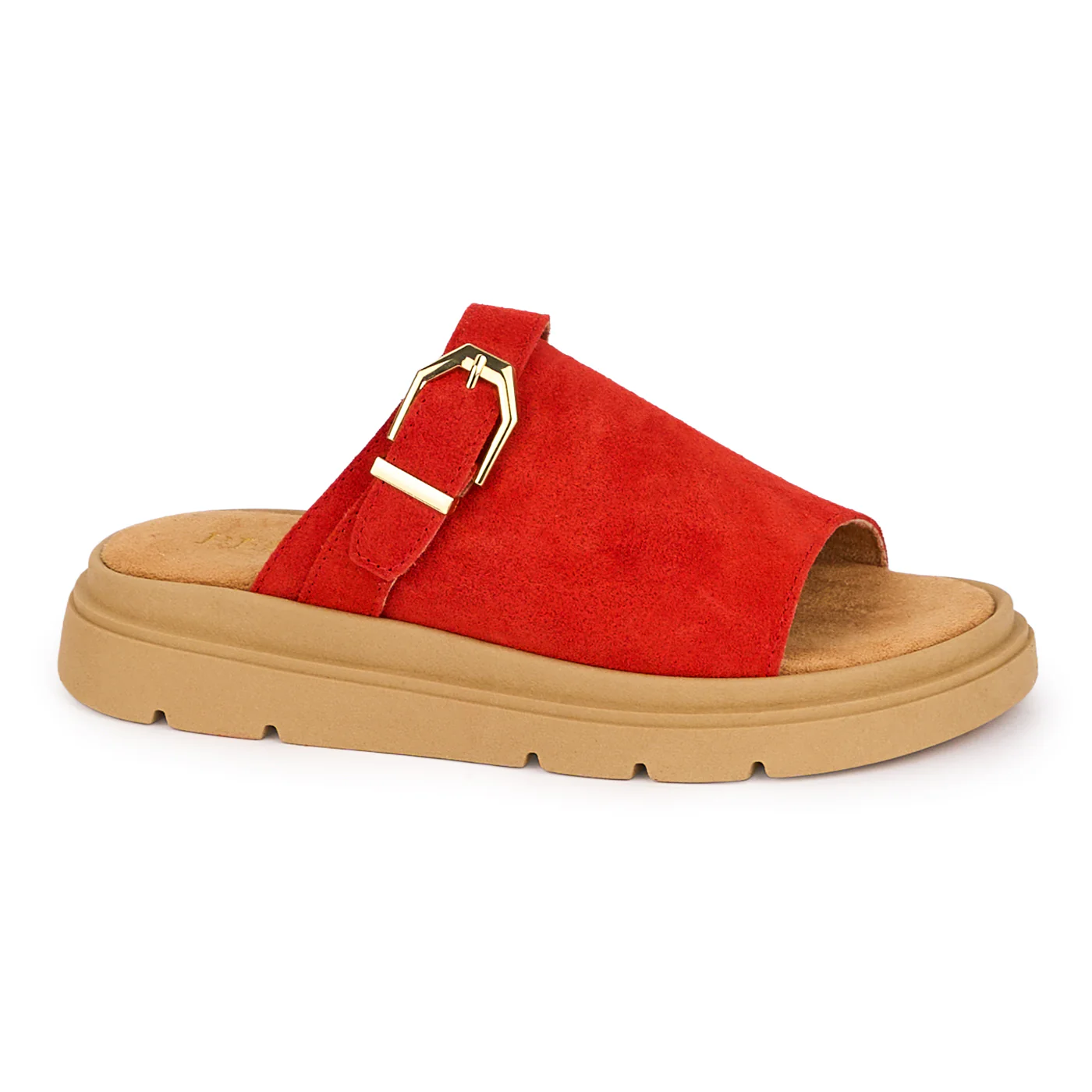 Papuci dama din piele naturala rosie 18582
