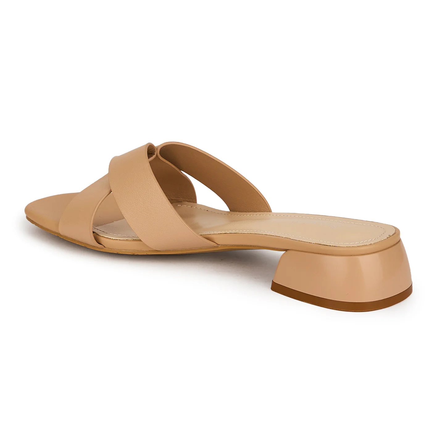 Papuci eleganti dama din piele naturala bej cu toc mic 3 cm 19798 - Image 2