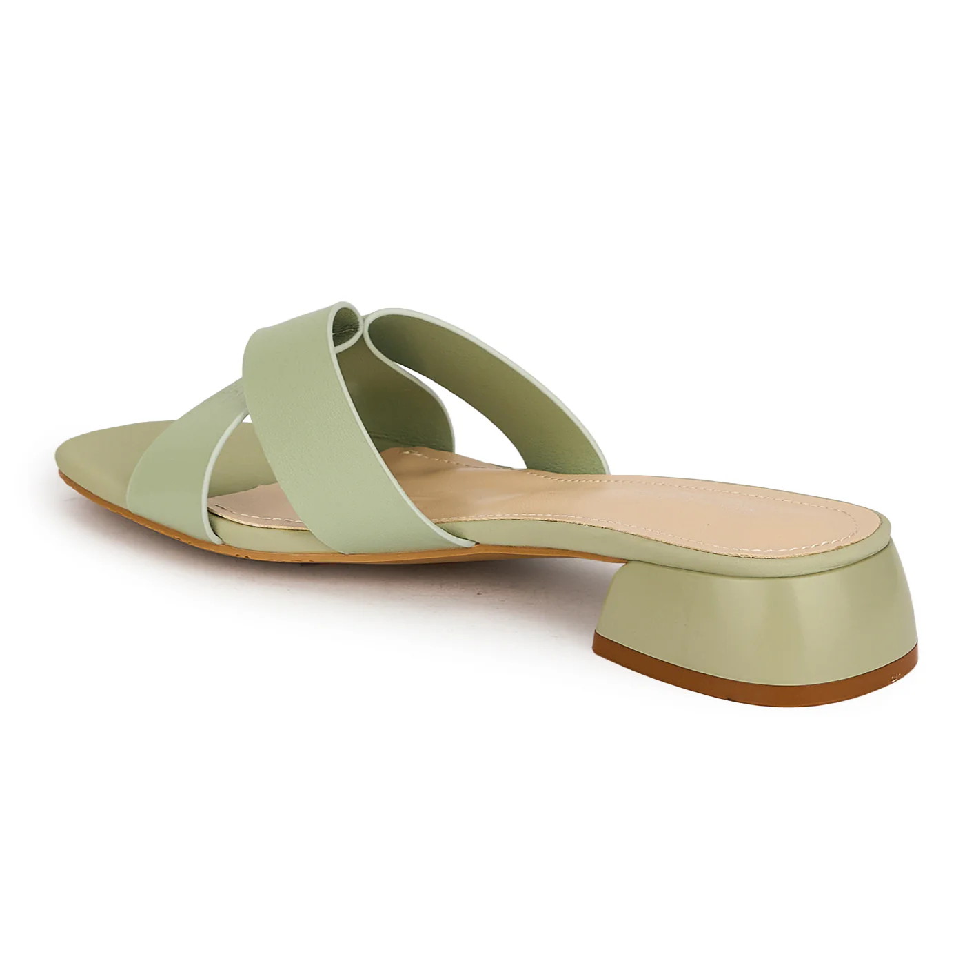 Papuci eleganti dama din piele naturala verde cu toc mic 3 cm 19799 - Image 2