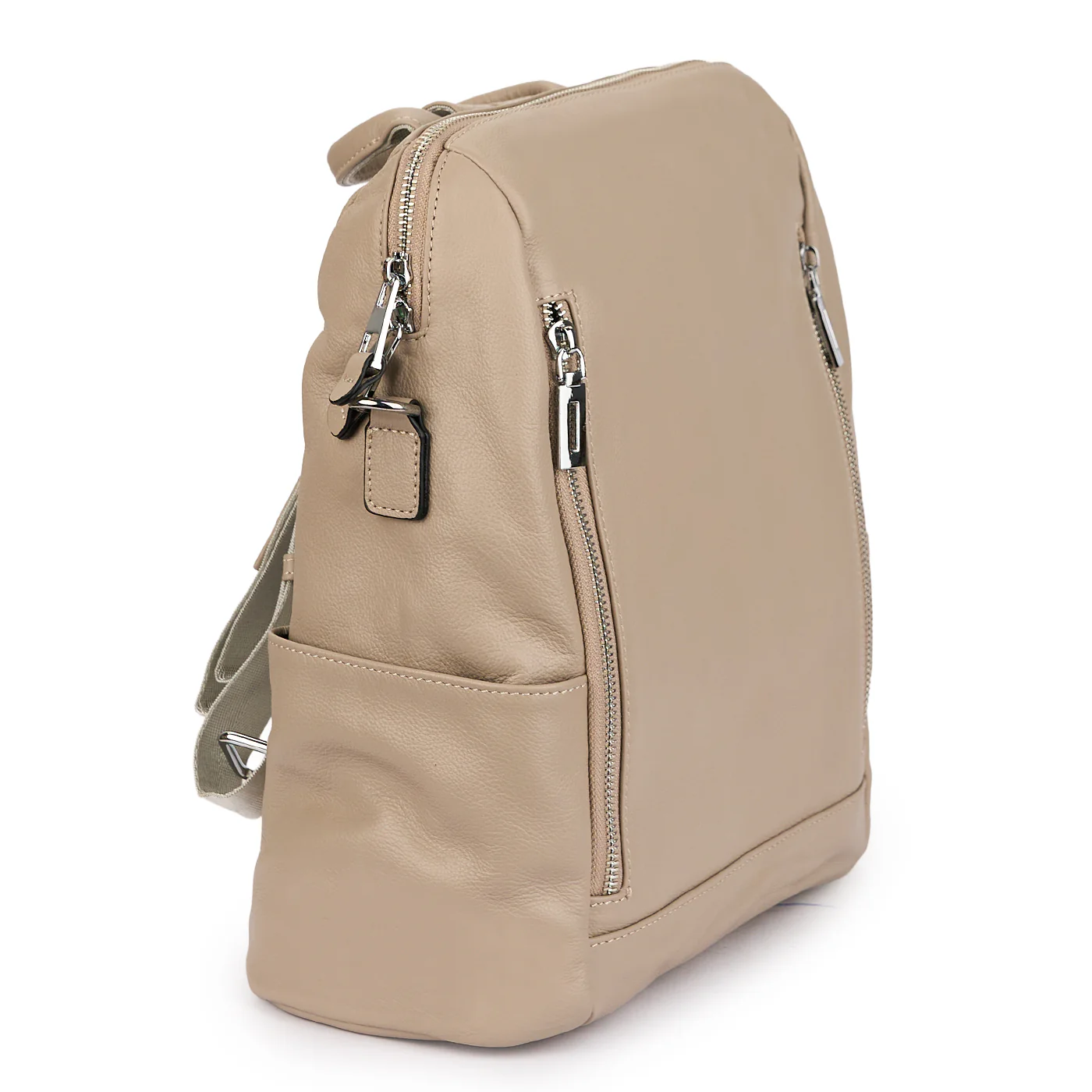 Rucsac din piele naturala bej 21286 - Image 2