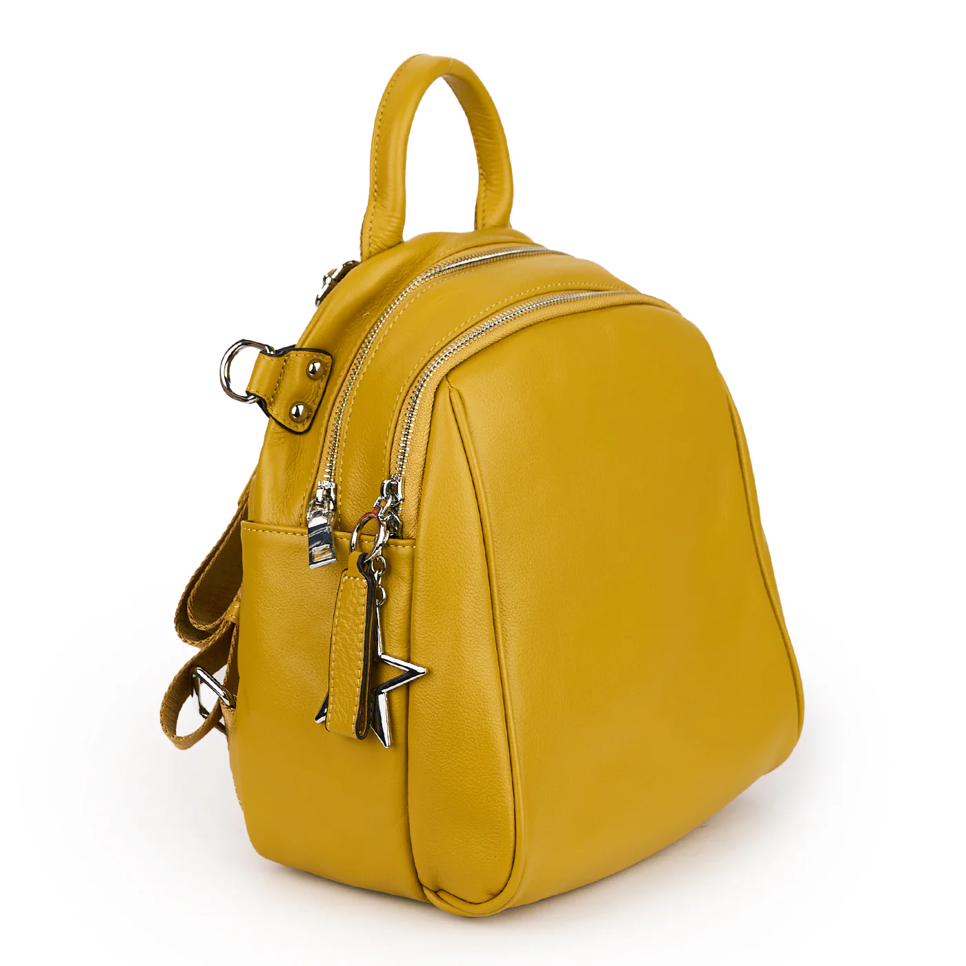 Rucsac din piele naturala galbena 21279 - Image 2
