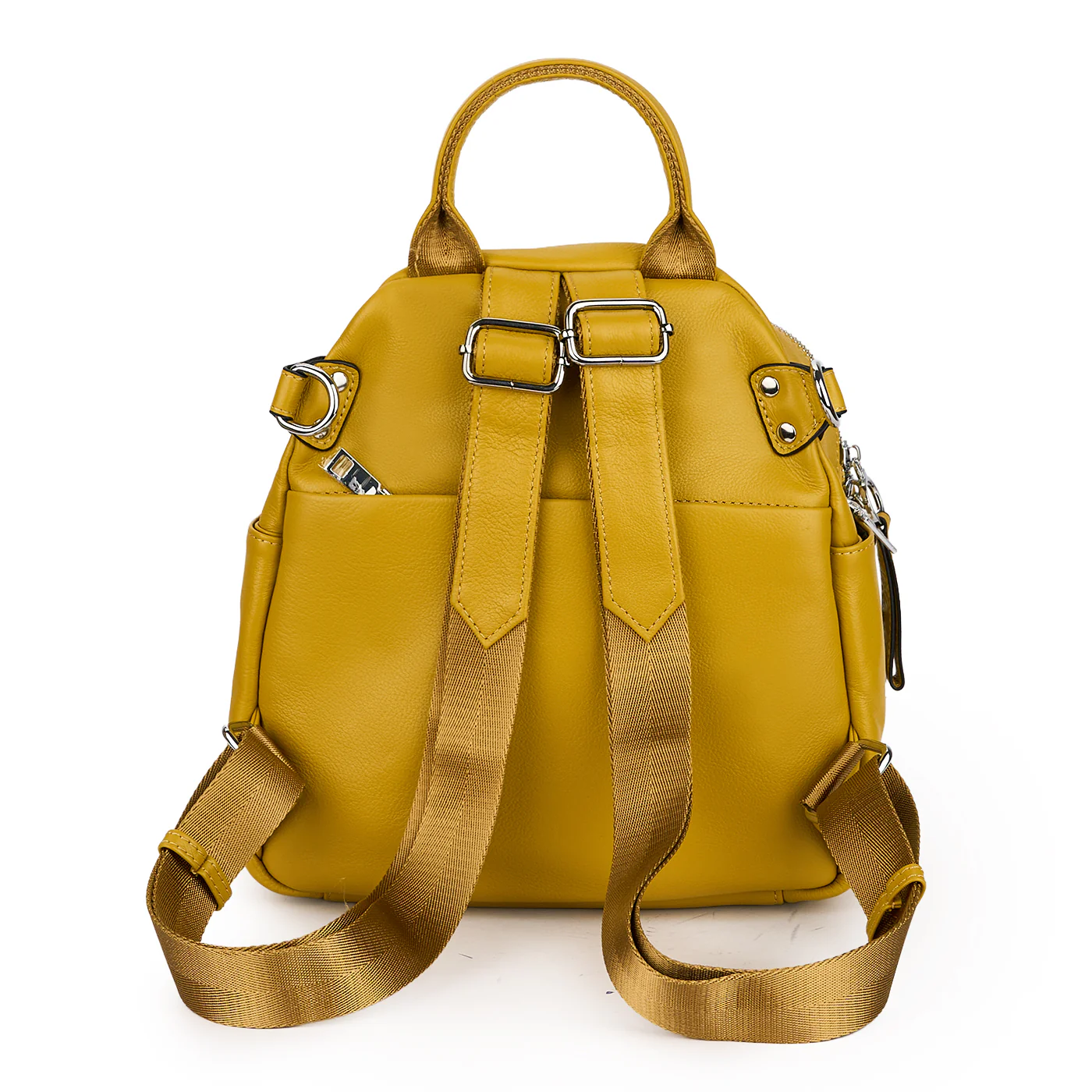 Rucsac din piele naturala galbena 21279 - Image 3
