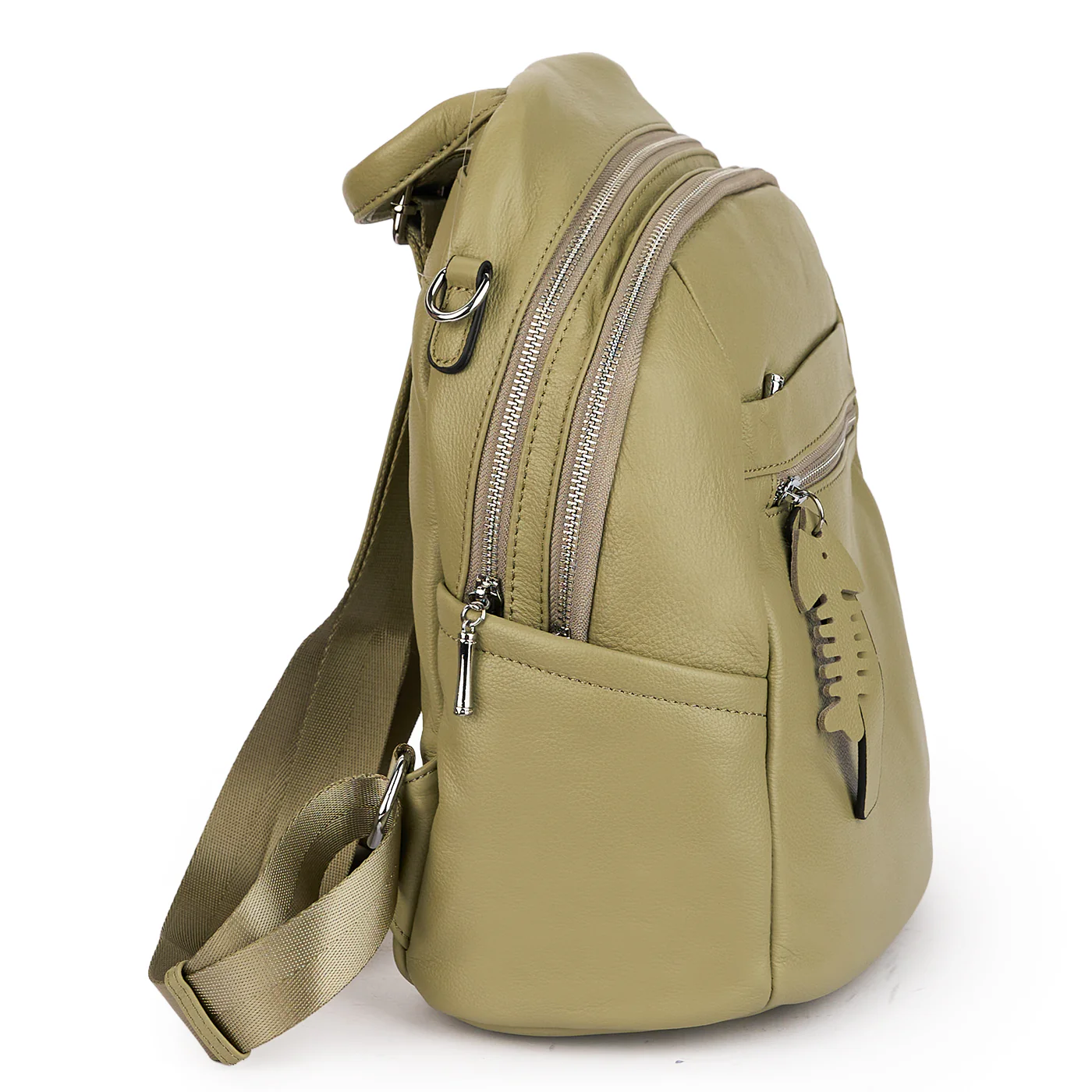 Rucsac din piele naturala kaki 21276 - Image 2