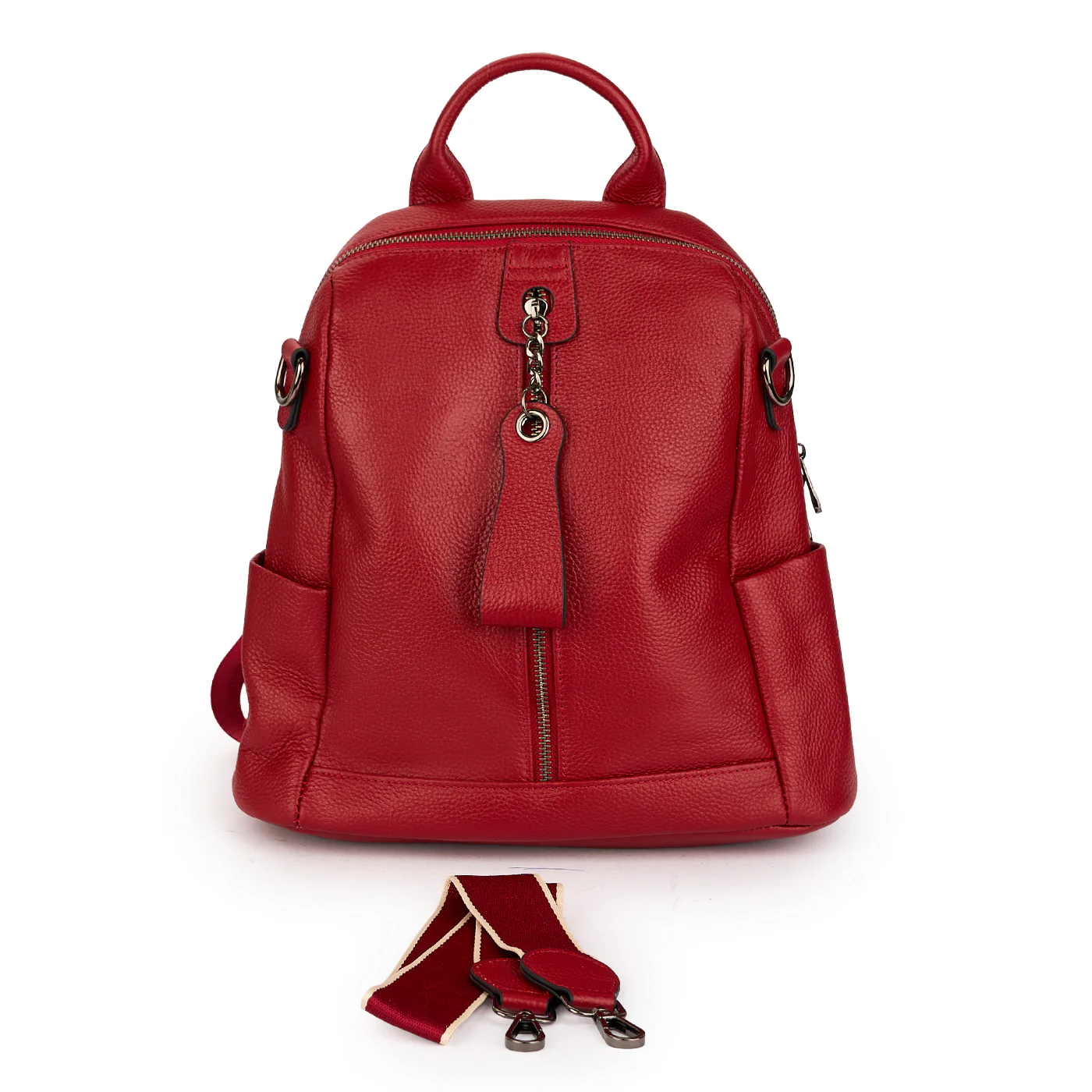 Rucsac din piele naturala rosie 21344