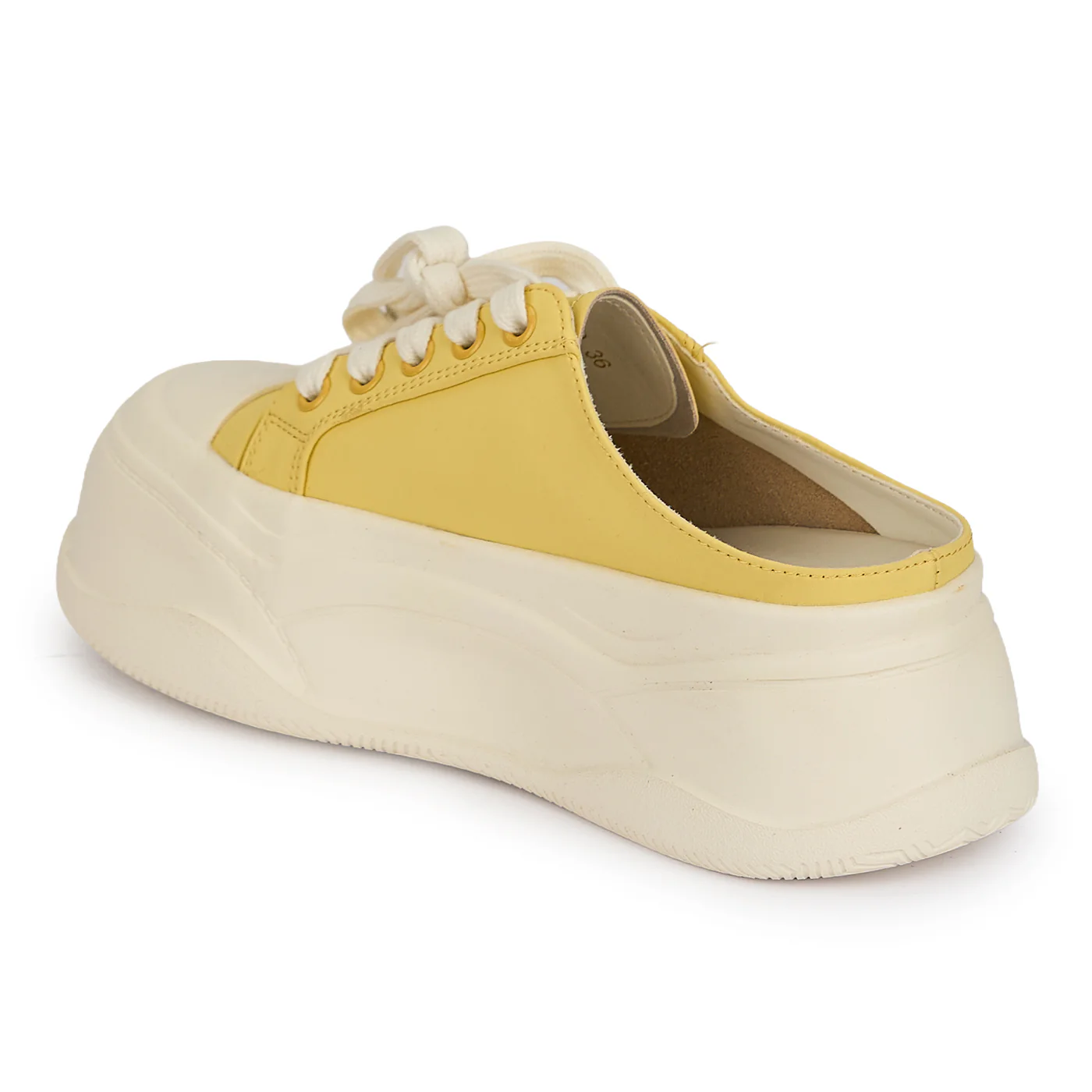 Saboți sport dama din piele naturala galbena cu talpa inalta 6 cm 19565 - Image 2