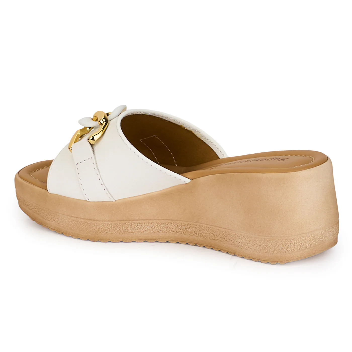 Saboti dama din piele naturala alba cu platforma 6.5 cm 18360 - Image 2