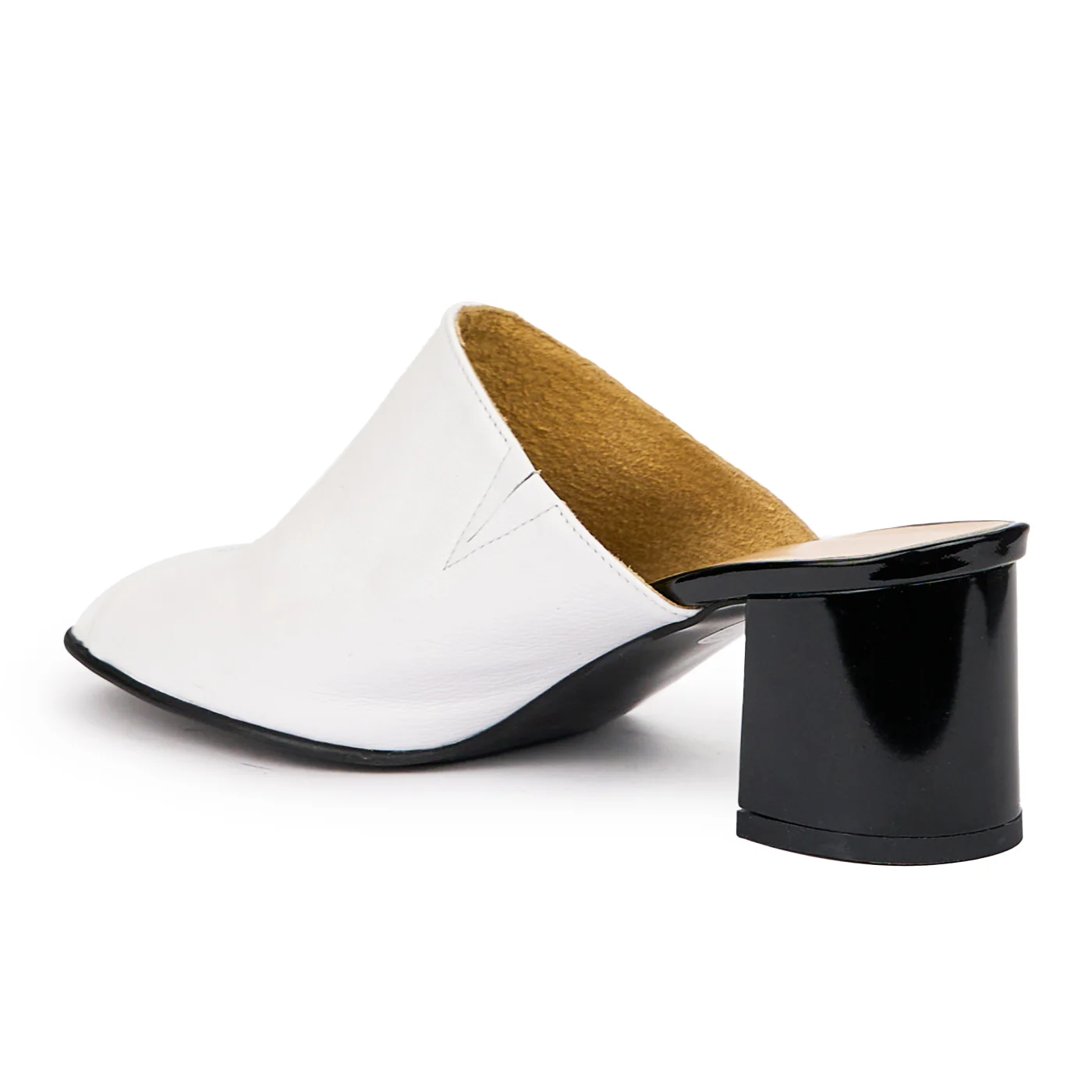Saboti dama din piele naturala alba cu toc de 5.5 cm 14357 - Image 2