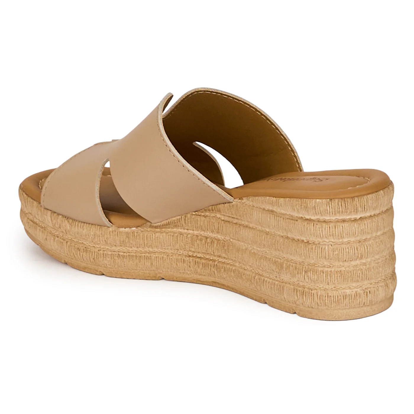 Saboti dama din piele naturala bej cu platforma 6.5 cm 18357 - Image 2