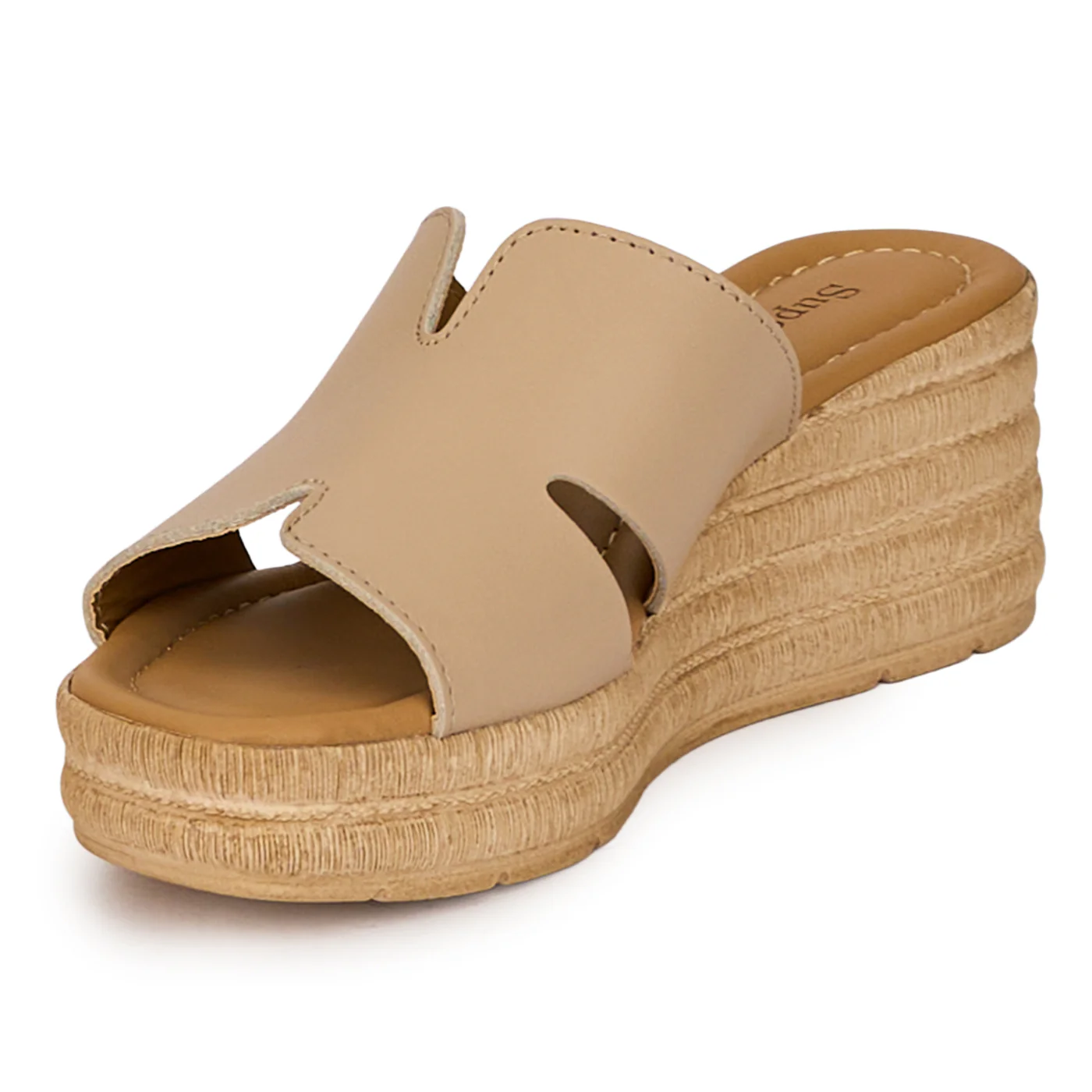 Saboti dama din piele naturala bej cu platforma 6.5 cm 18357 - Image 3