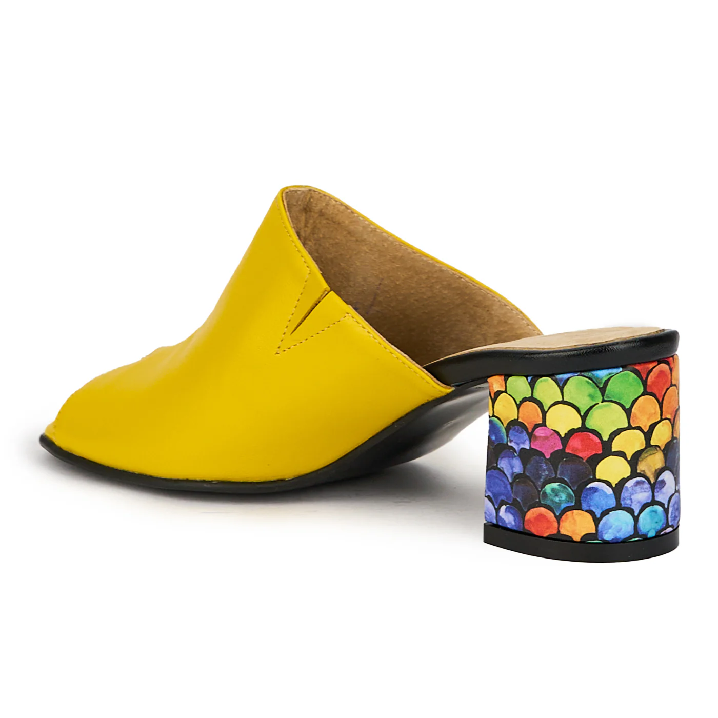 Saboti dama din piele naturala galbena cu toc 6 cm 15823 - Image 2