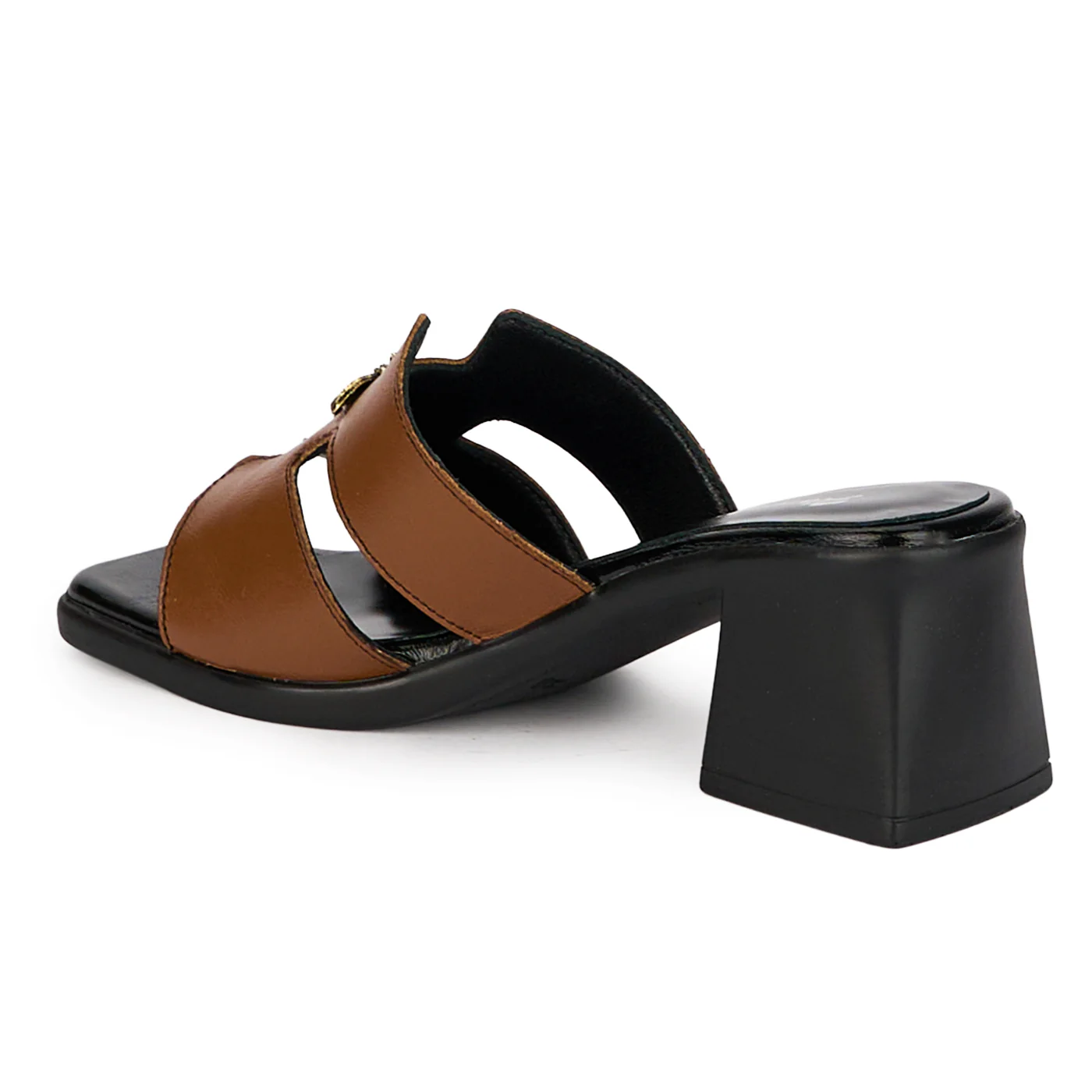 Saboti dama din piele naturala maro cu toc gros 6 cm 18383 - Image 2