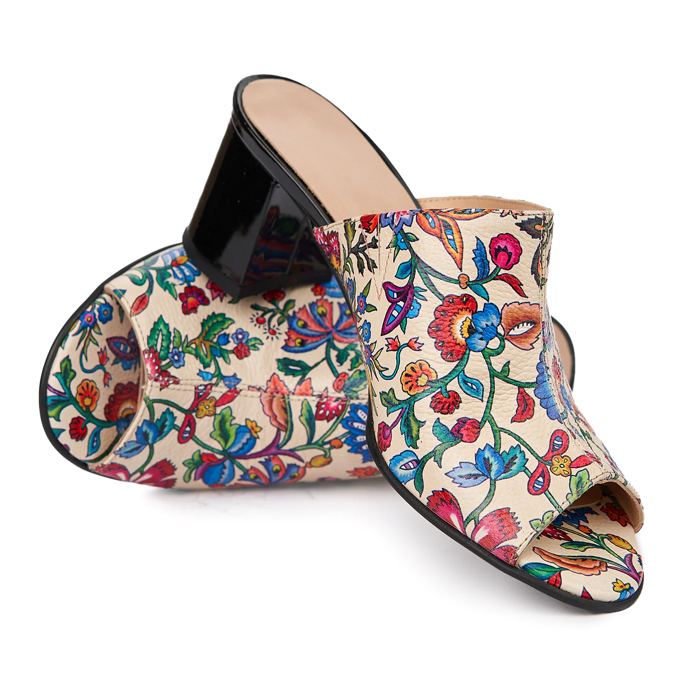 Saboti dama din piele naturala model floral 5510 - Image 4