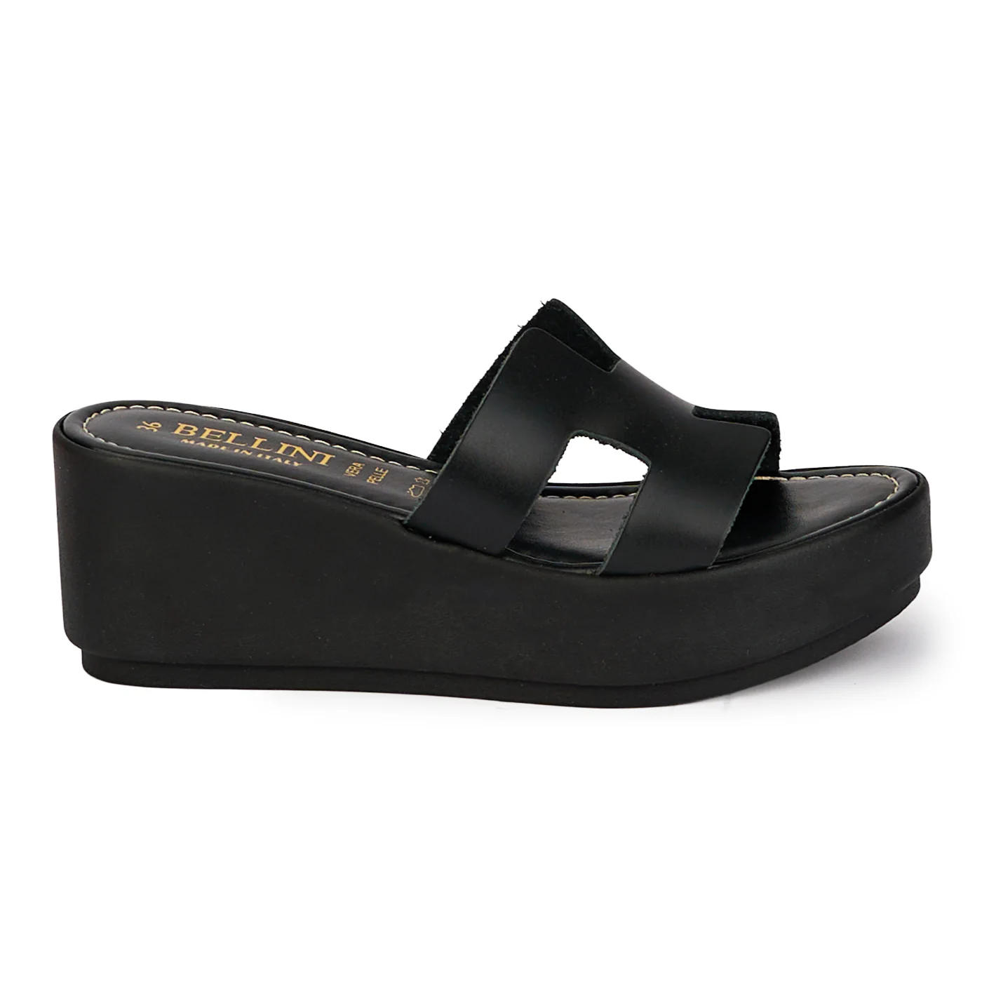 Saboti dama din piele naturala neagra cu platforma 6.5 cm 18412