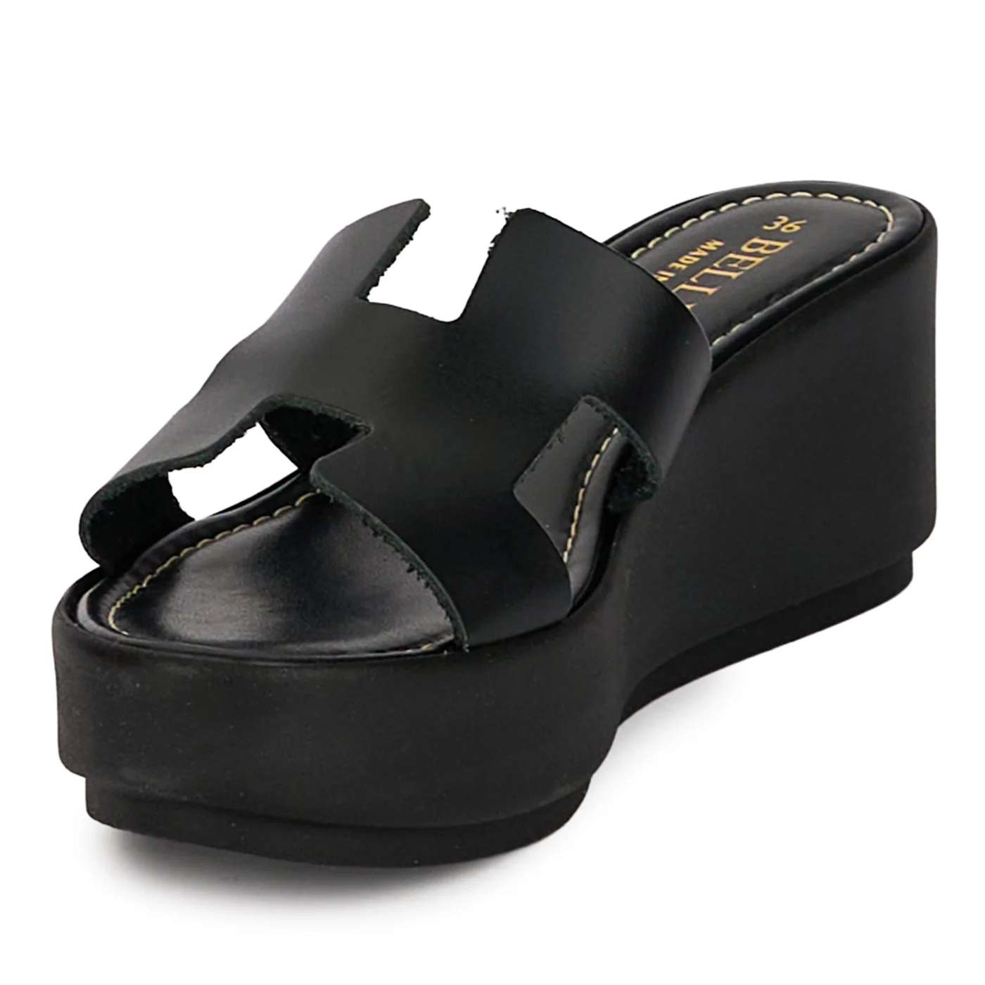 Saboti dama din piele naturala neagra cu platforma 6.5 cm 18412 - Image 3
