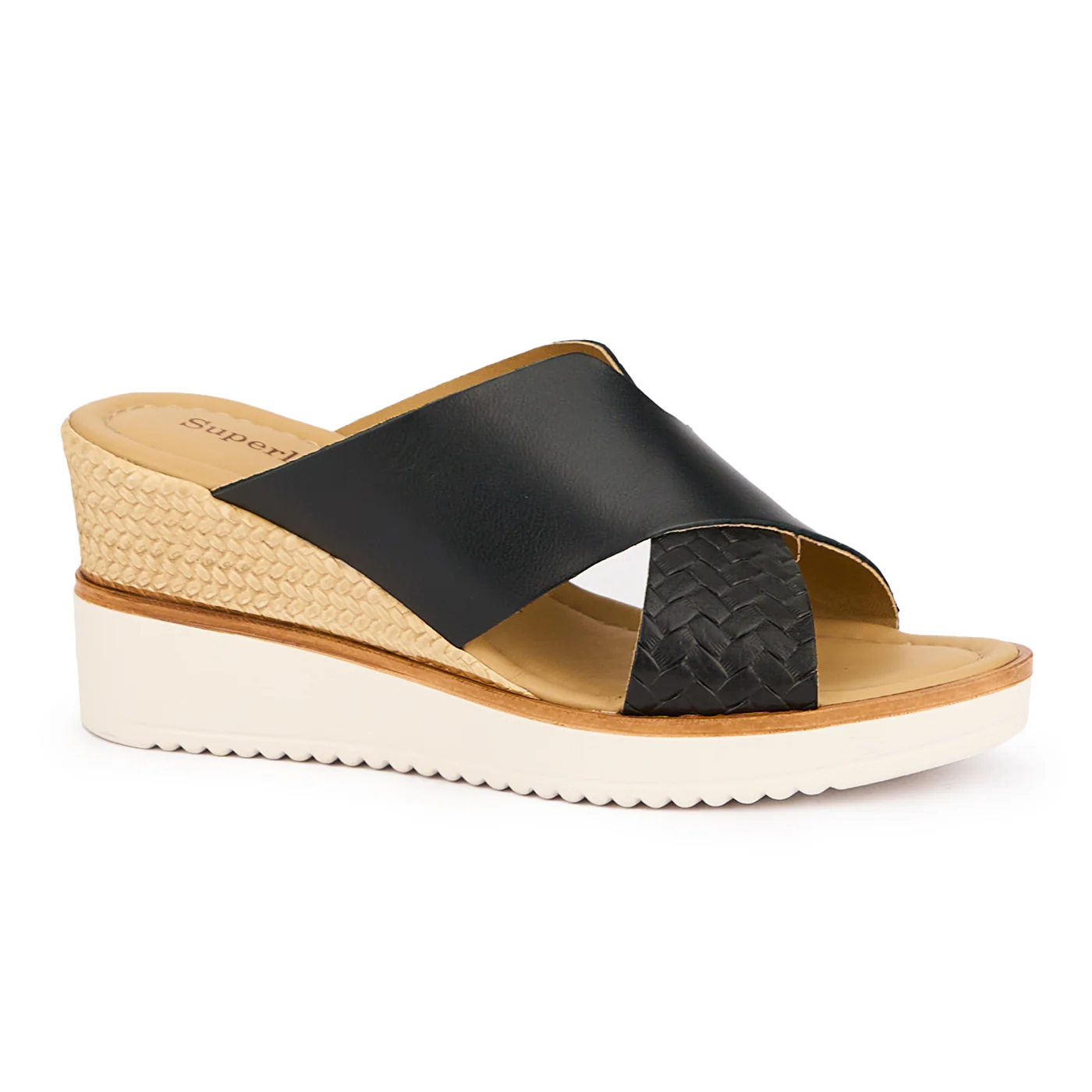 Saboti dama din piele naturala neagra cu platforma 7 cm 16146