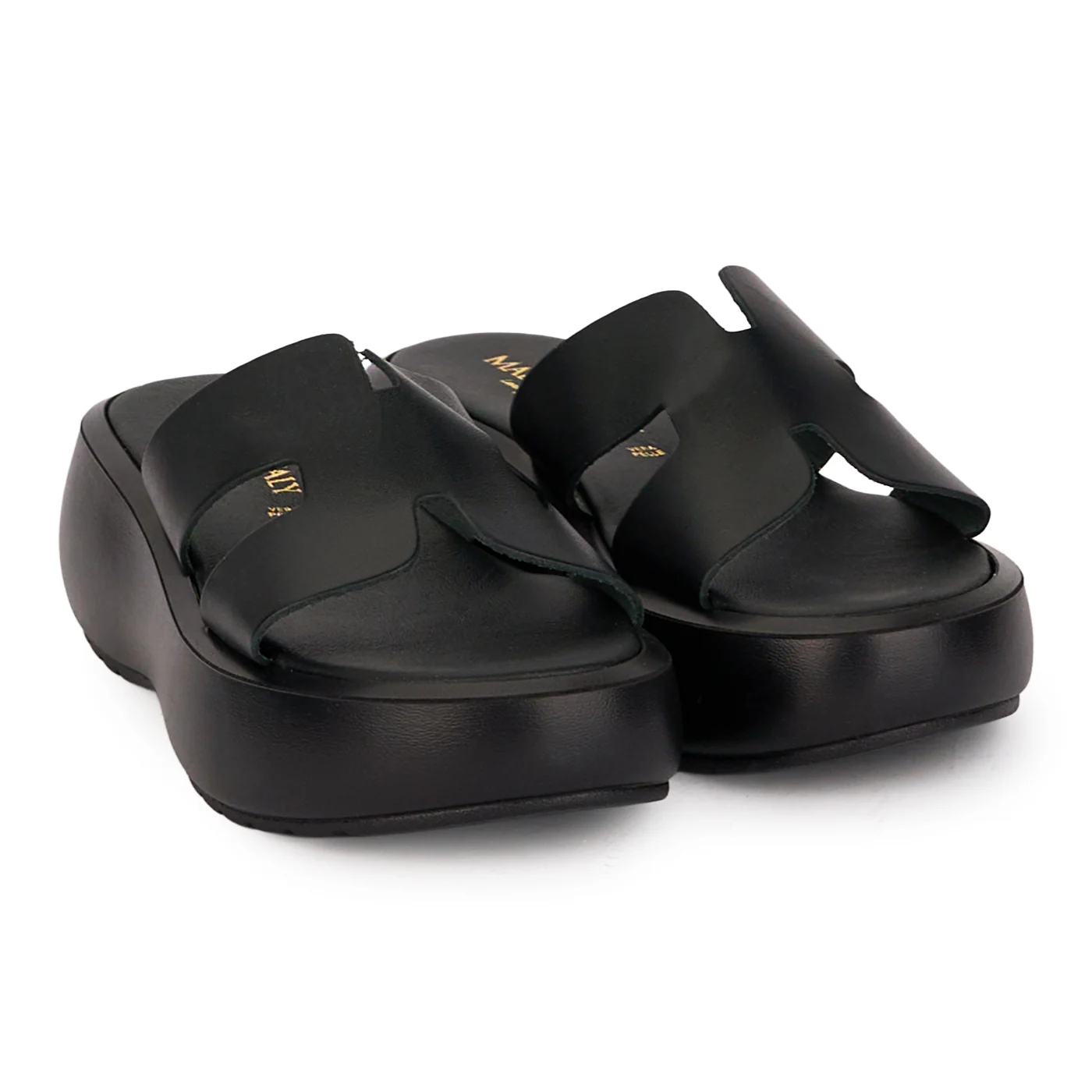 Saboti dama din piele naturala neagra cu talpa 5 cm 18470 - Image 4