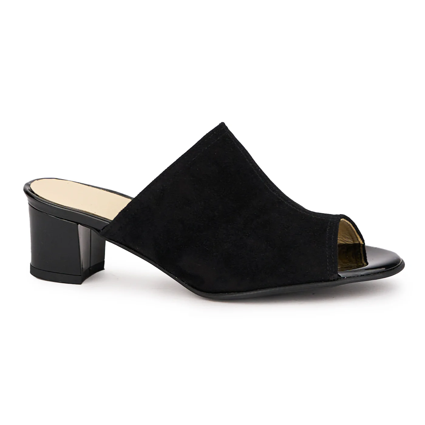 Saboti dama din piele naturala neagra cu toc 4.5 cm 16524