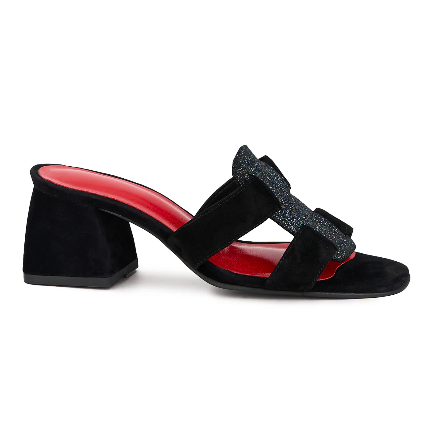 Saboti dama din piele naturala neagra cu toc 6 cm 16466
