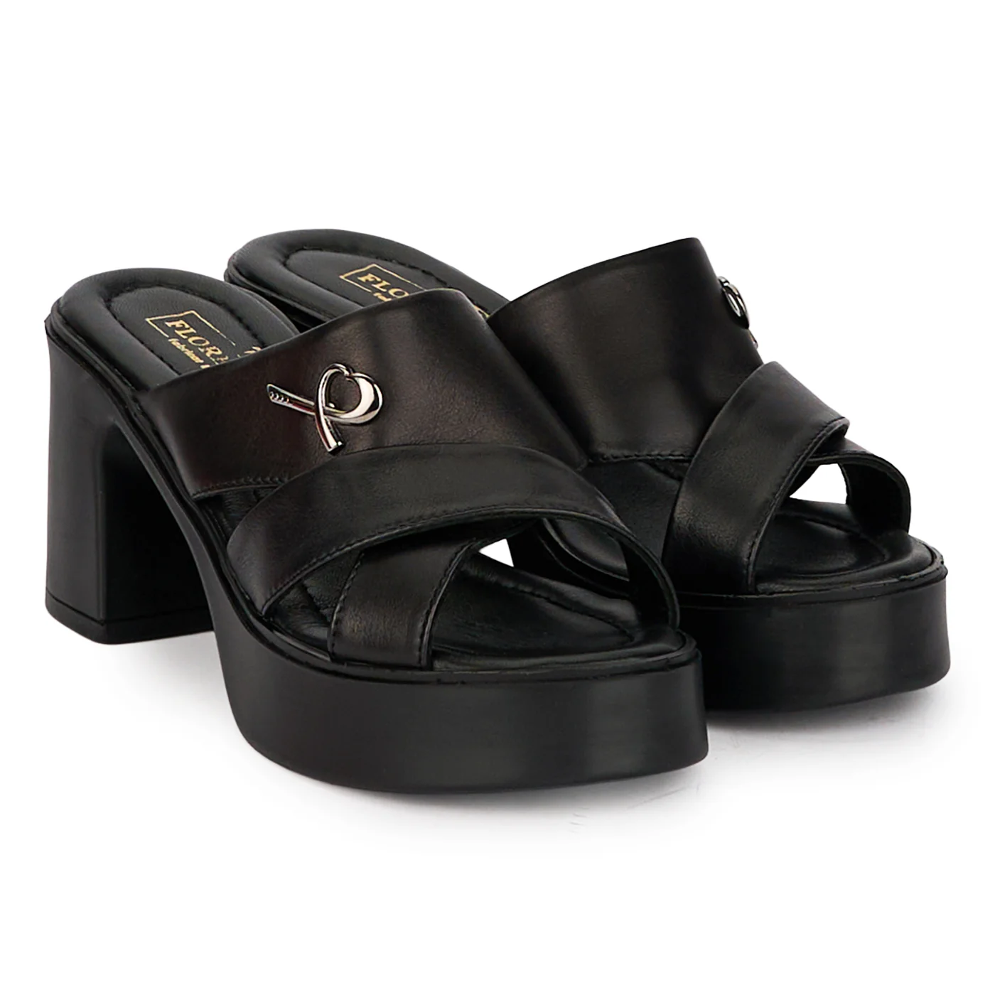 Saboti dama din piele naturala neagra cu toc gros 7 cm 18377 - Image 4