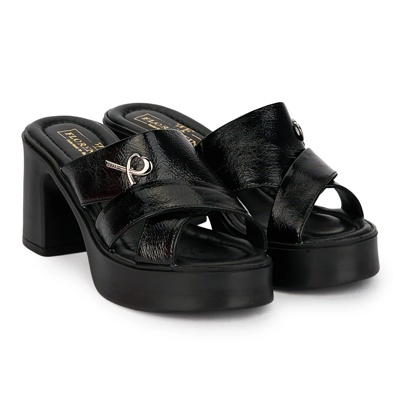 Saboti dama din piele naturala neagra cu toc gros 7 cm 18378 - Image 4