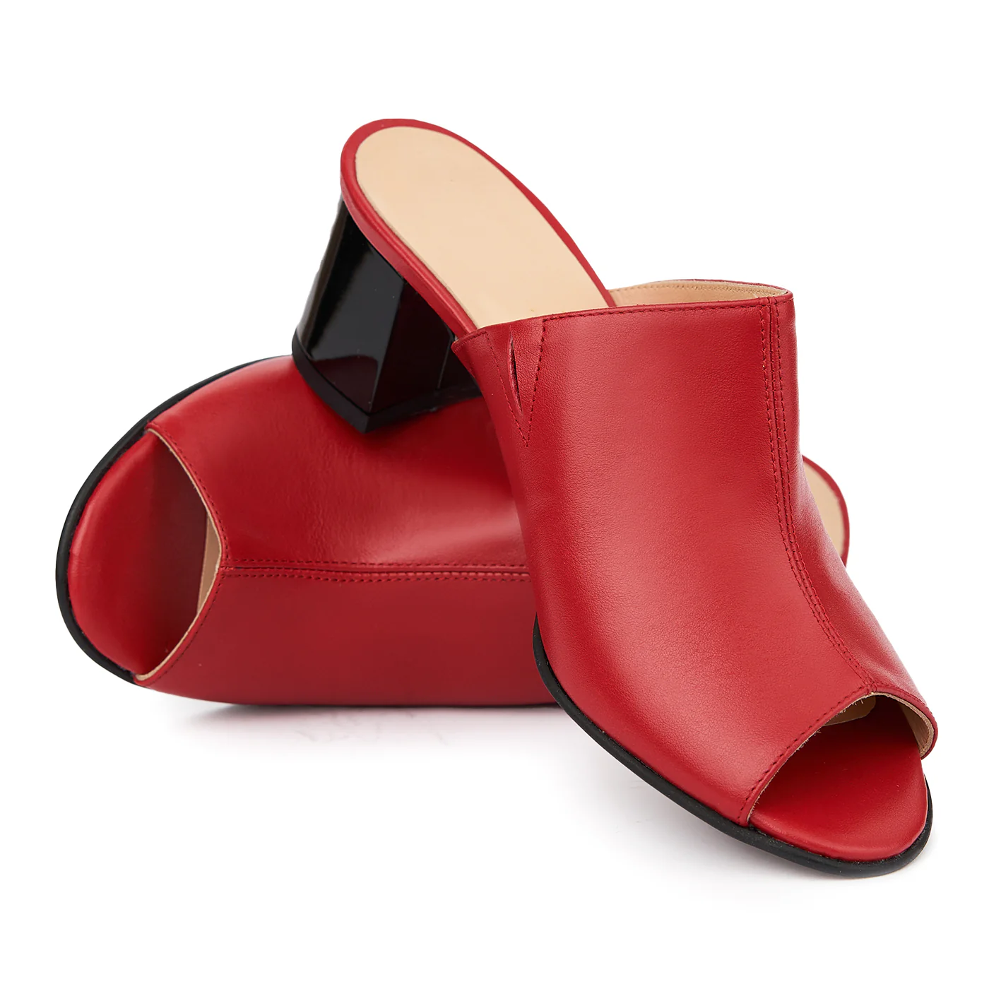 Saboti dama din piele naturala rosie 5505 - Image 4