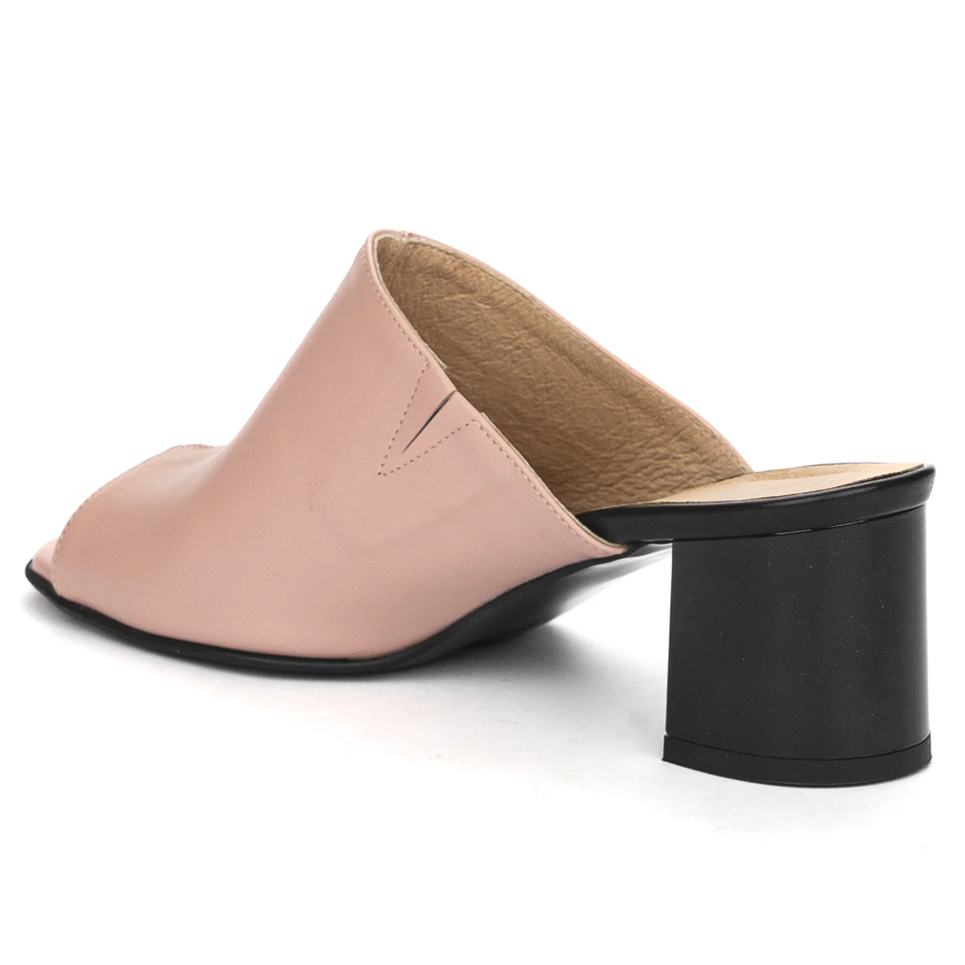 Saboti dama din piele naturala roz-nude cu toc 6 cm 13828 - Image 2
