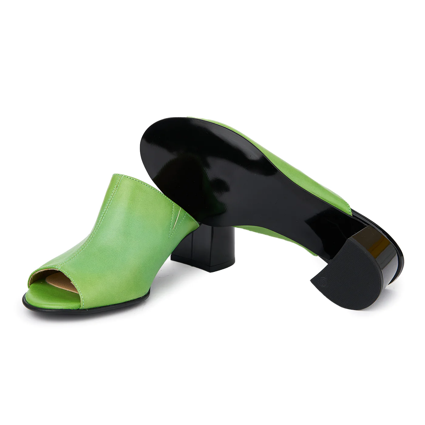 Saboti dama din piele naturala verde 5568 - Image 3