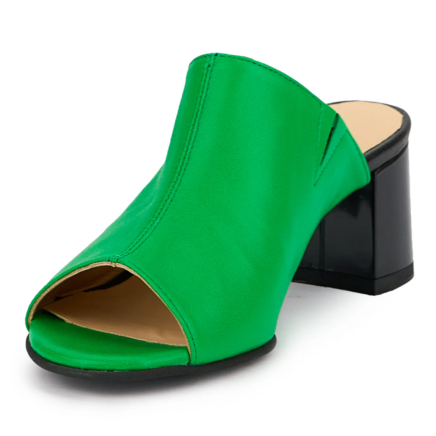 Saboti dama din piele naturala verde cu toc 5.5 cm 15233 - Image 3