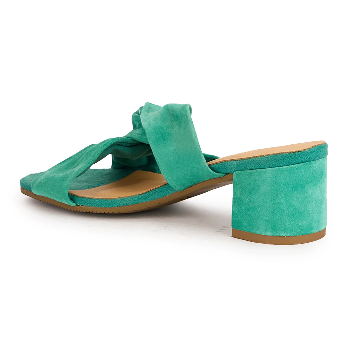 Saboti dama din piele naturala verde cu toc gros 5.5 cm 16655 - Image 2