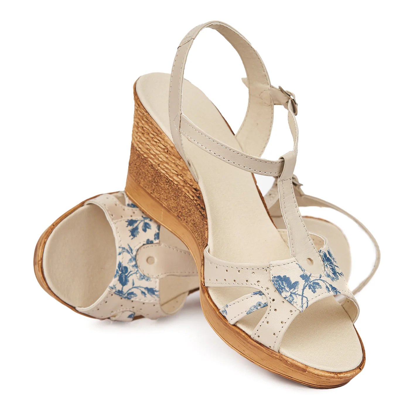 Sandale clasice din piele naturala crem cu platforma 2274 - Image 4