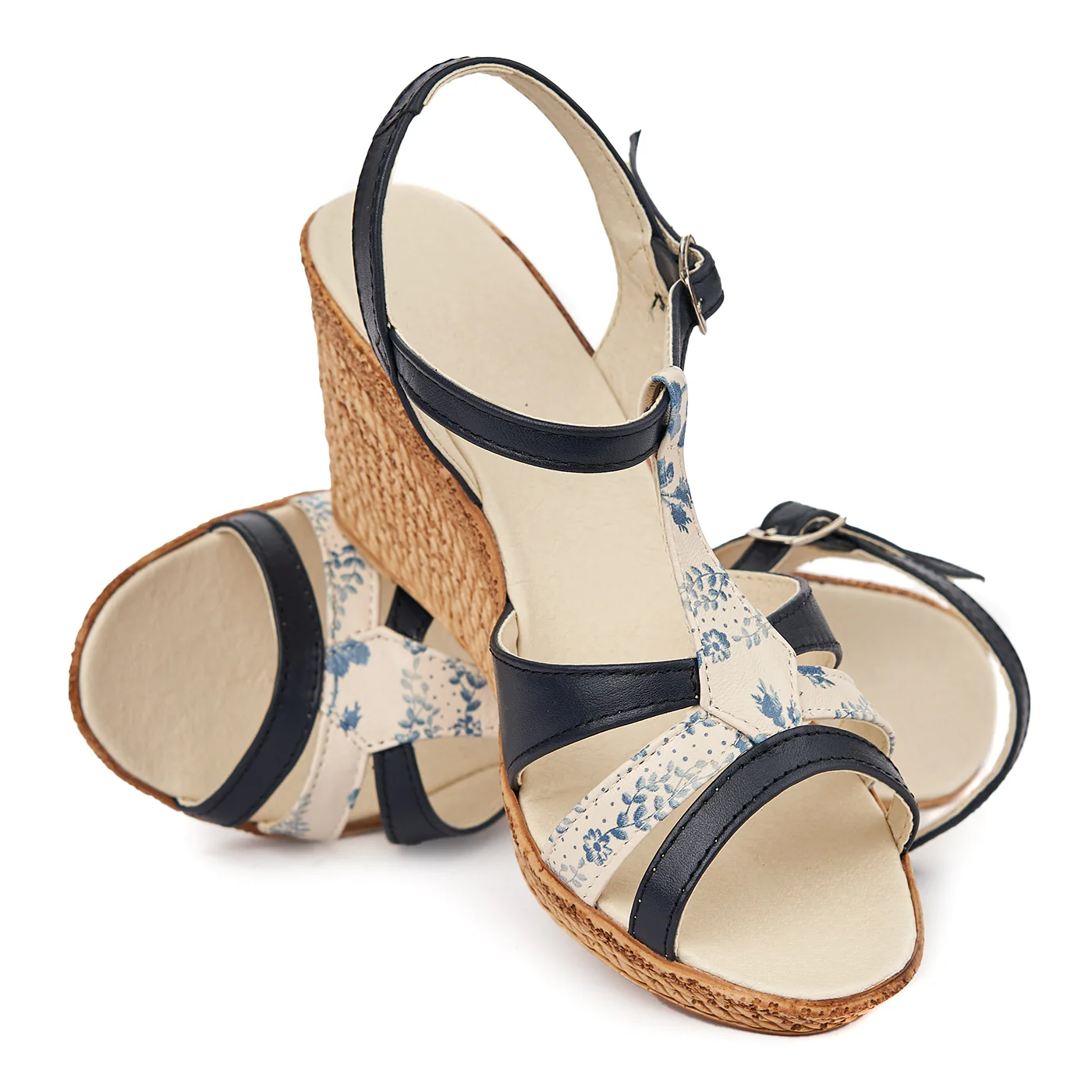 Sandale clasice din piele naturala bleumarin cu platforma 2277 - Image 4