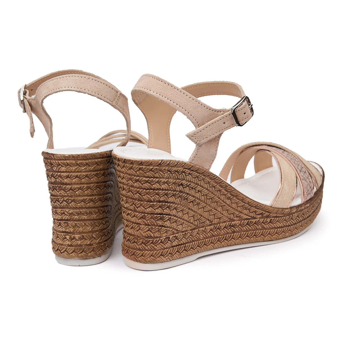 Sandale cu platforma din piele naturala bej 2508 - Image 2