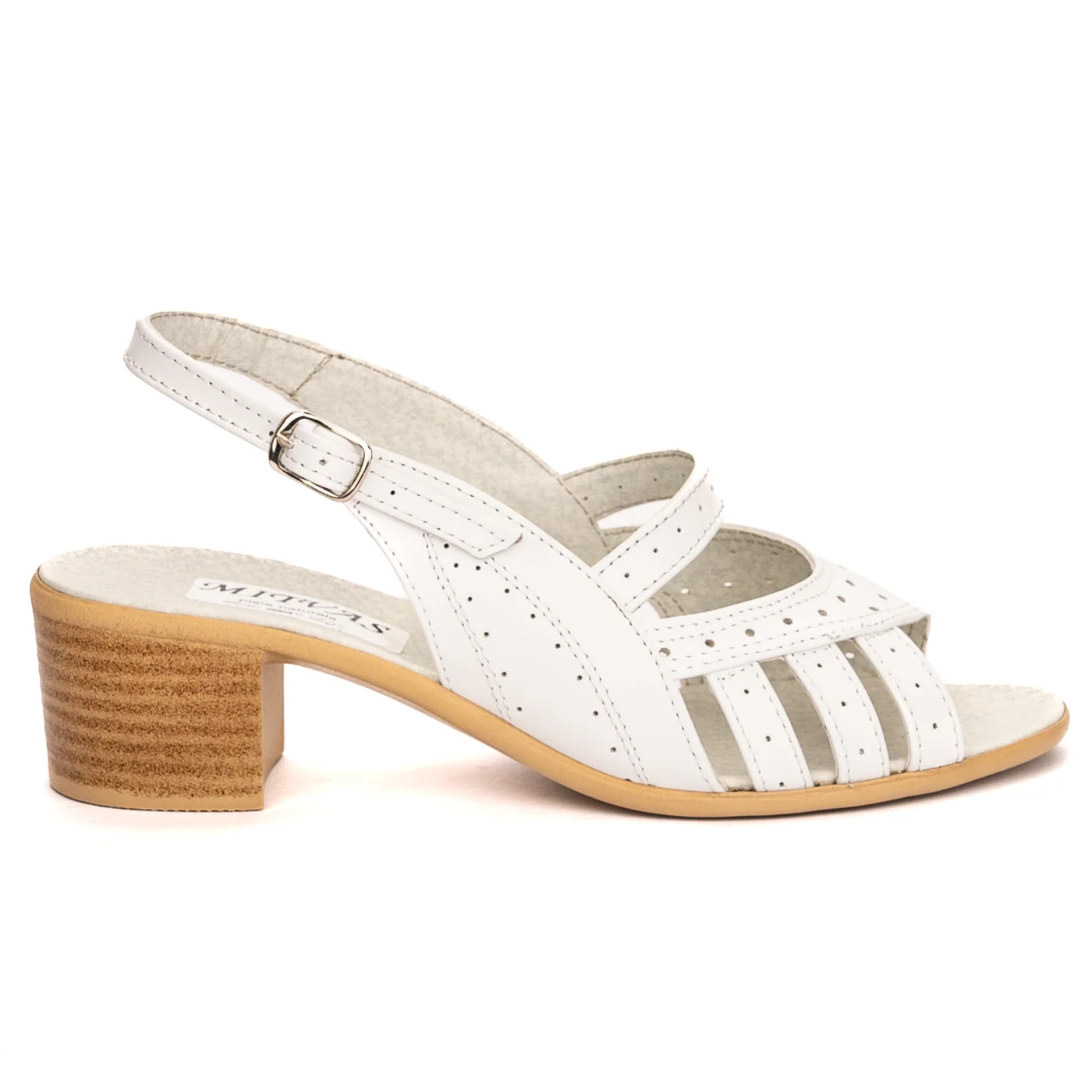Sandale dama clasice din piele naturala alba 13526