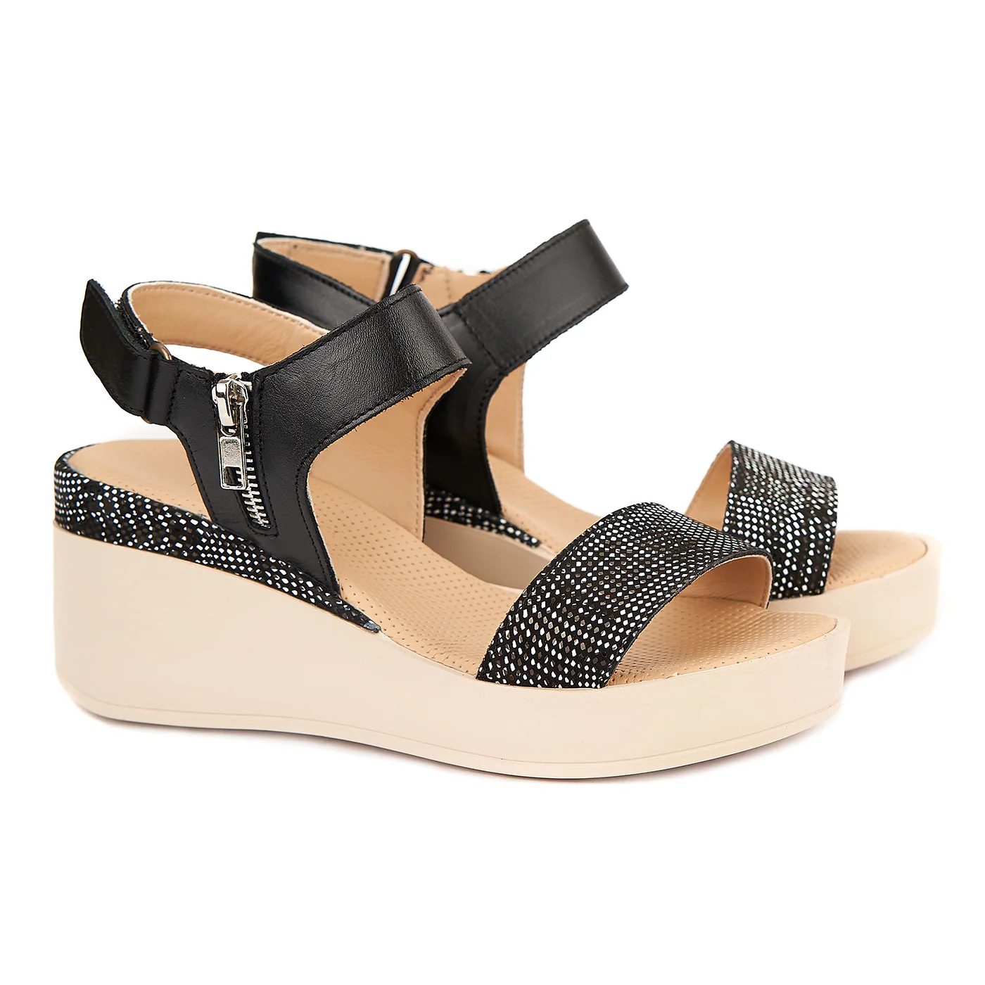 Sandale dama cu platforma din piele naturala neagra 2190
