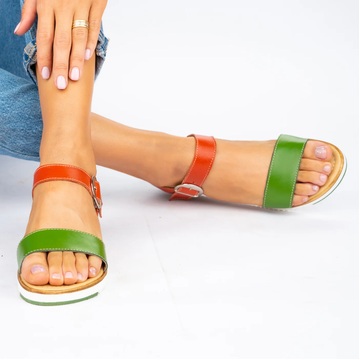 Sandale dama cu talpa joasa din piele naturala 2637 - Image 2