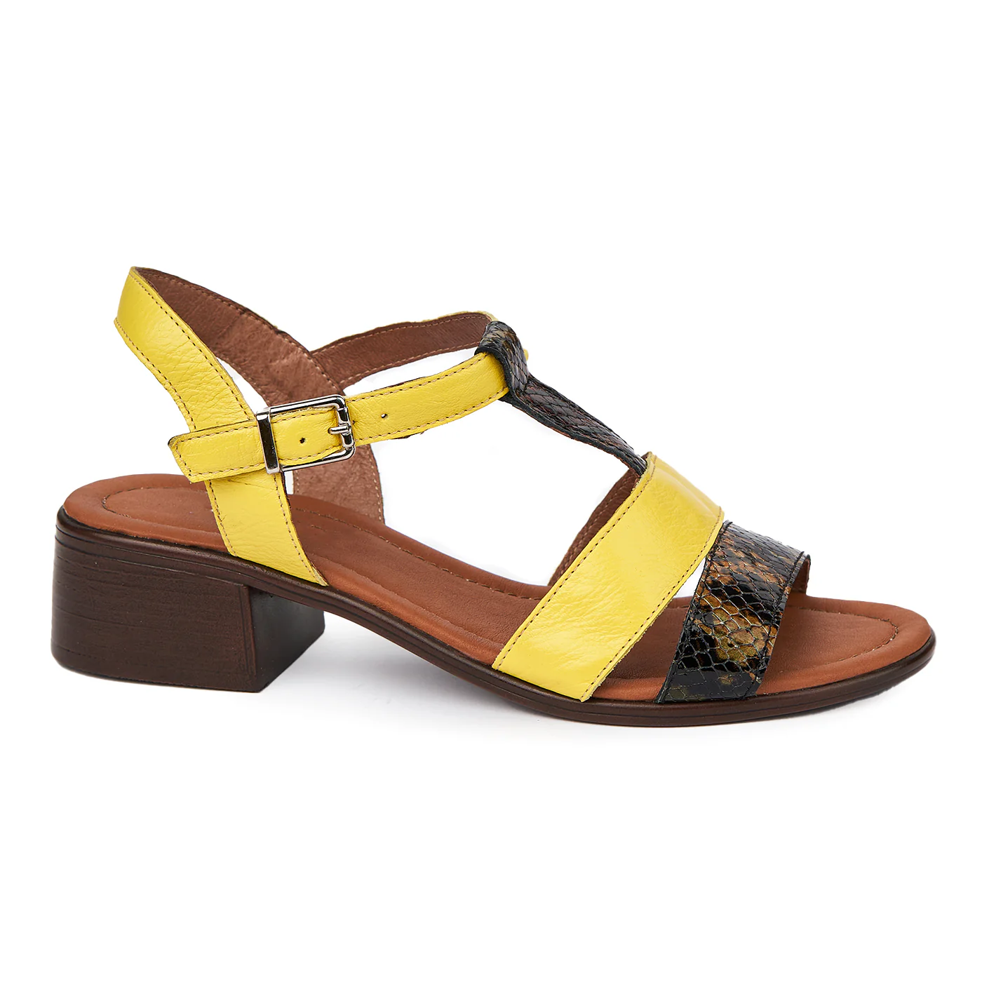 Sandale dama cu toc gros din piele naturala 2415