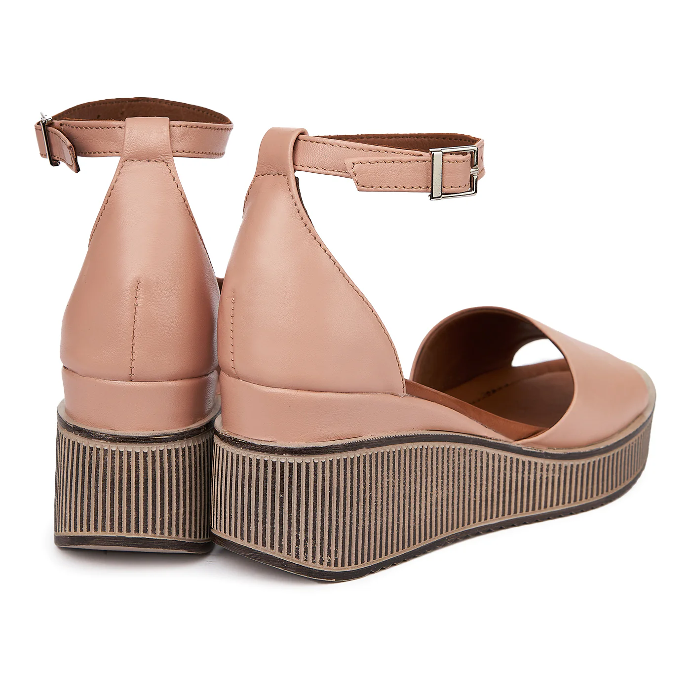 Sandale dama din piele bej cu platforma 2405 - Image 2