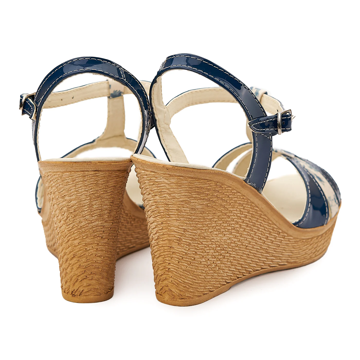 Sandale dama din piele bleumarin cu platforma 2077 - Image 2