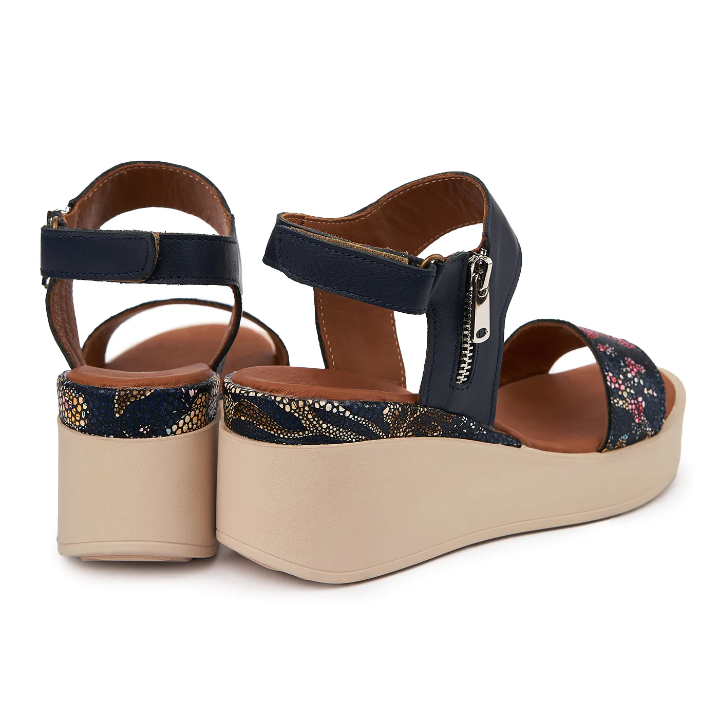 Sandale dama din piele bleumarin cu platforma 2452 - Image 2
