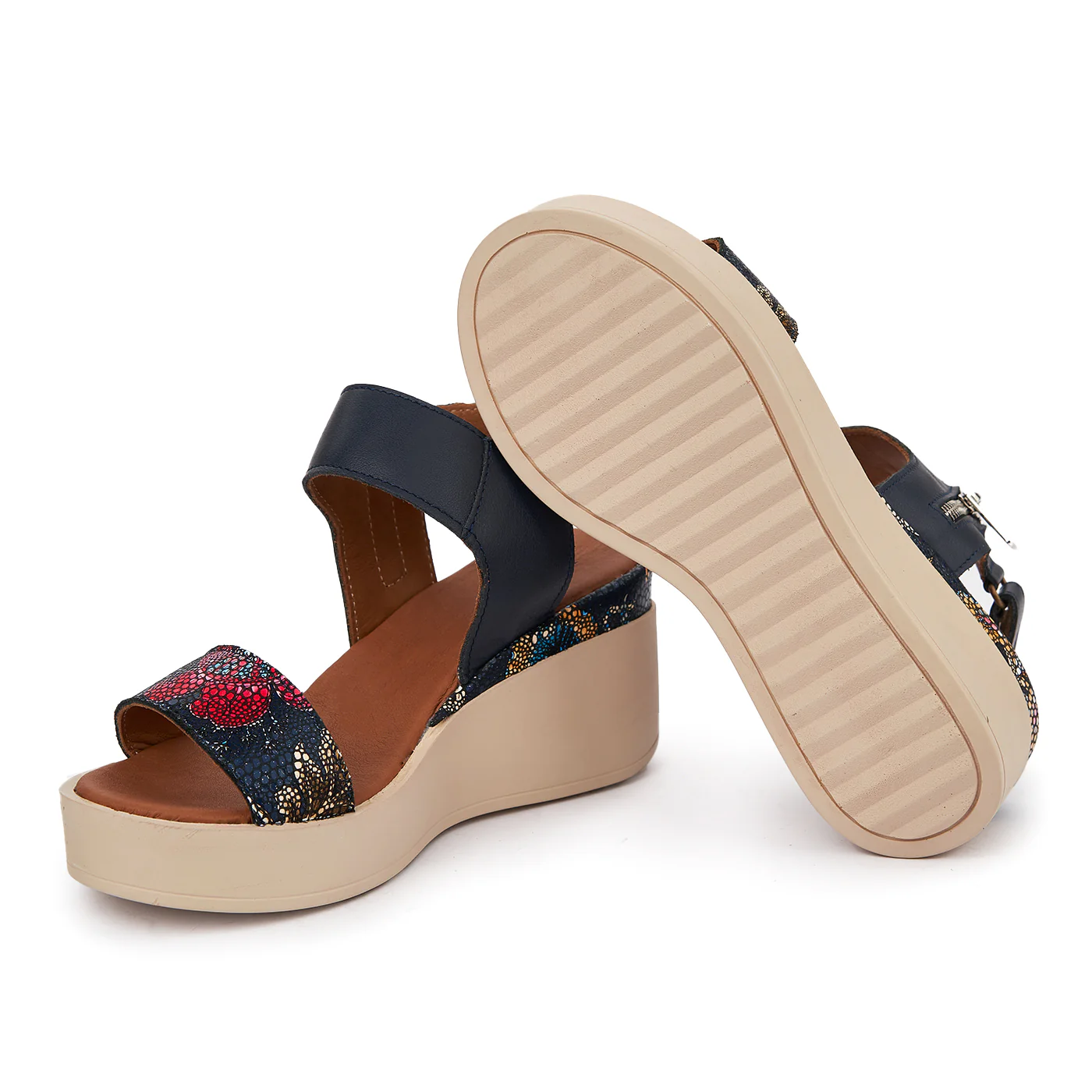 Sandale dama din piele bleumarin cu platforma 2452 - Image 3