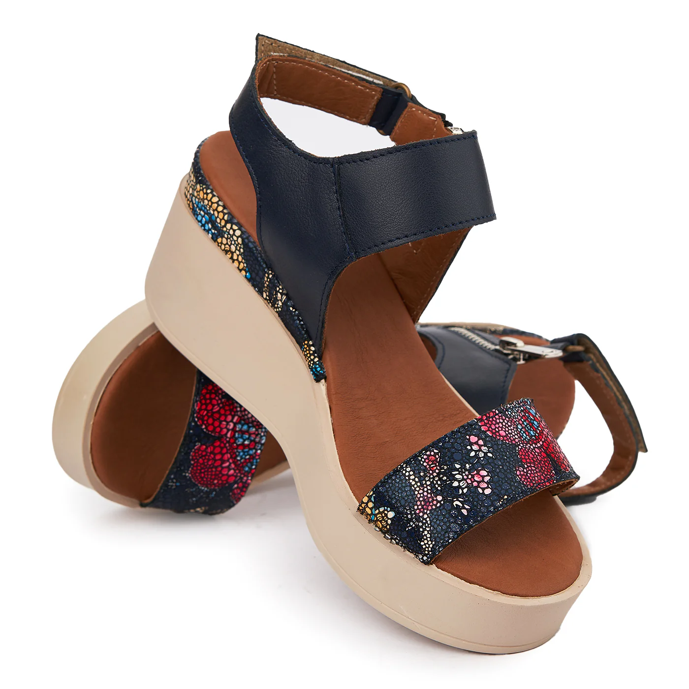 Sandale dama din piele bleumarin cu platforma 2452 - Image 4